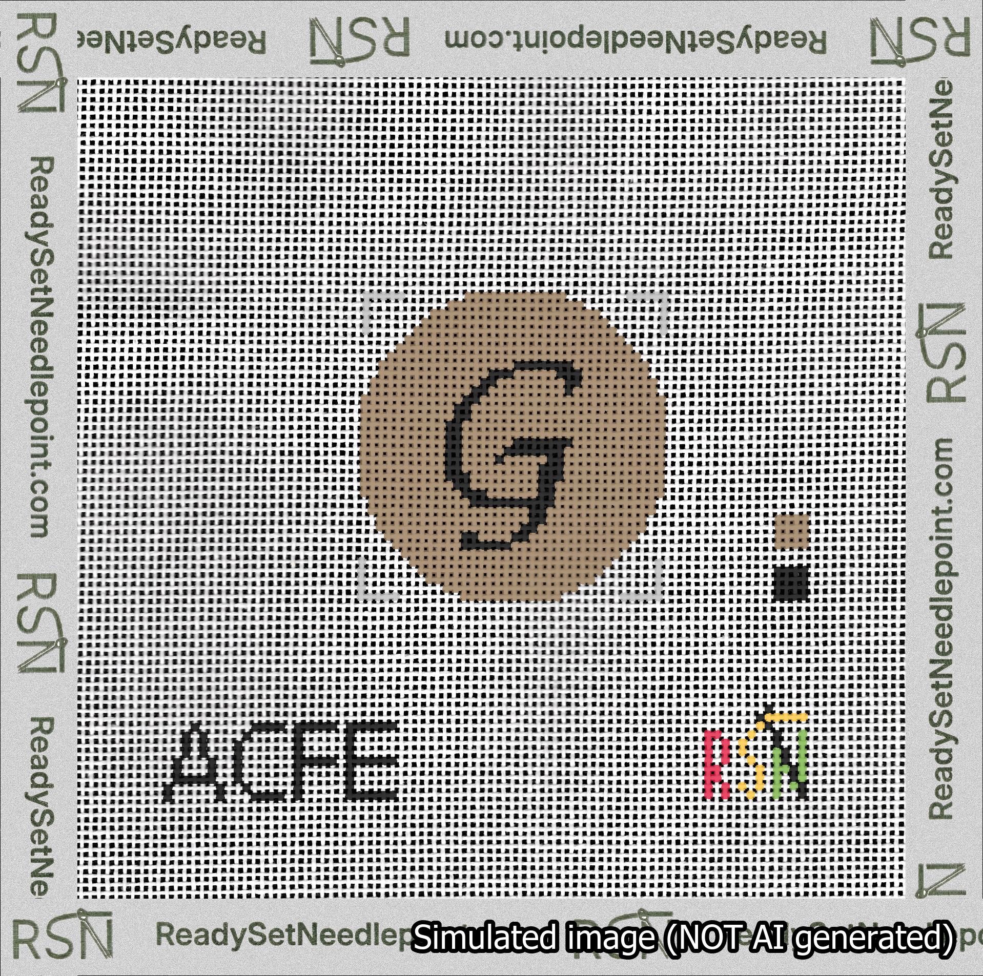 Circle Initial G Needlepoint Canvas Design