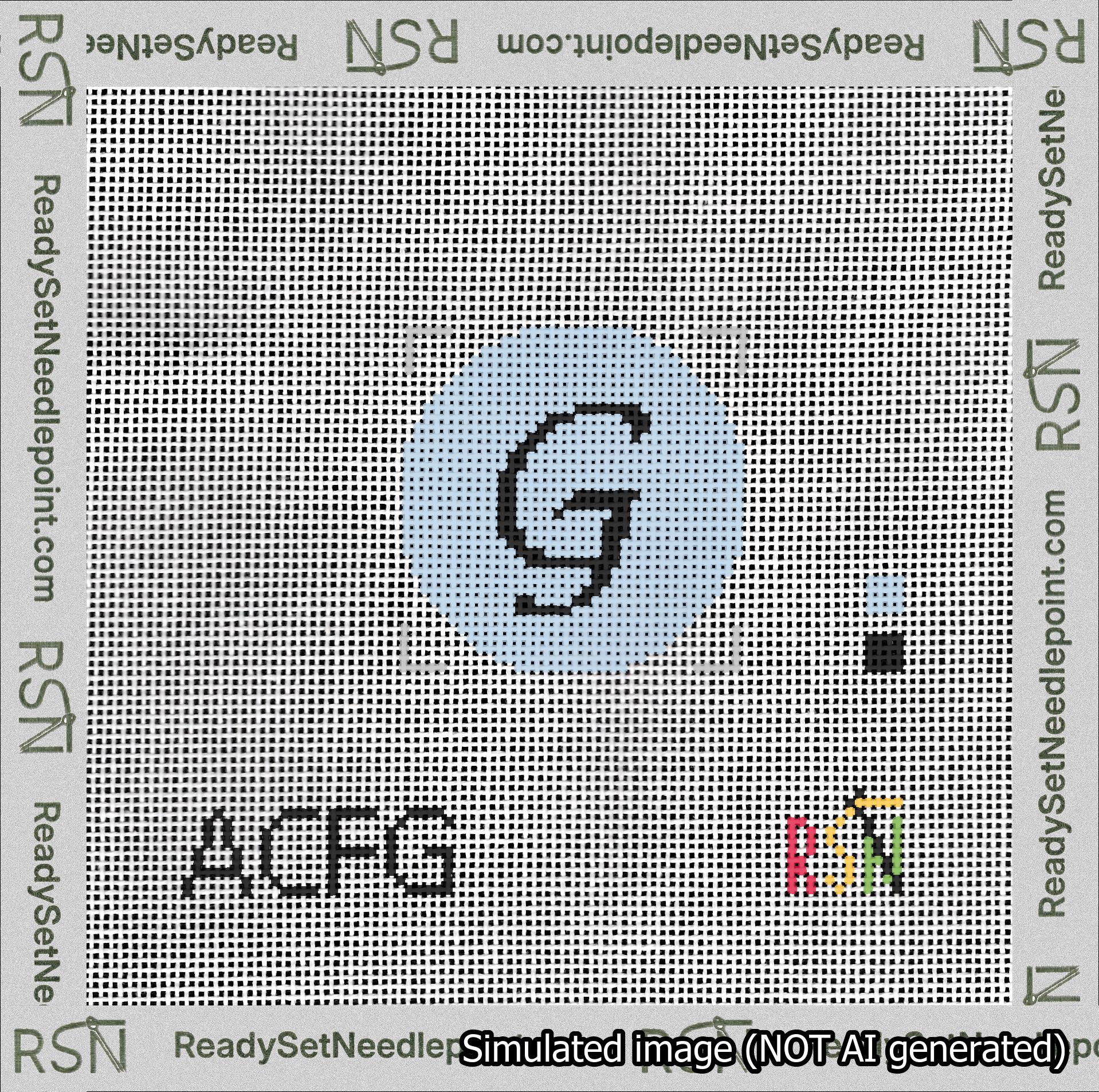 Circle Initial G Needlepoint Canvas Design