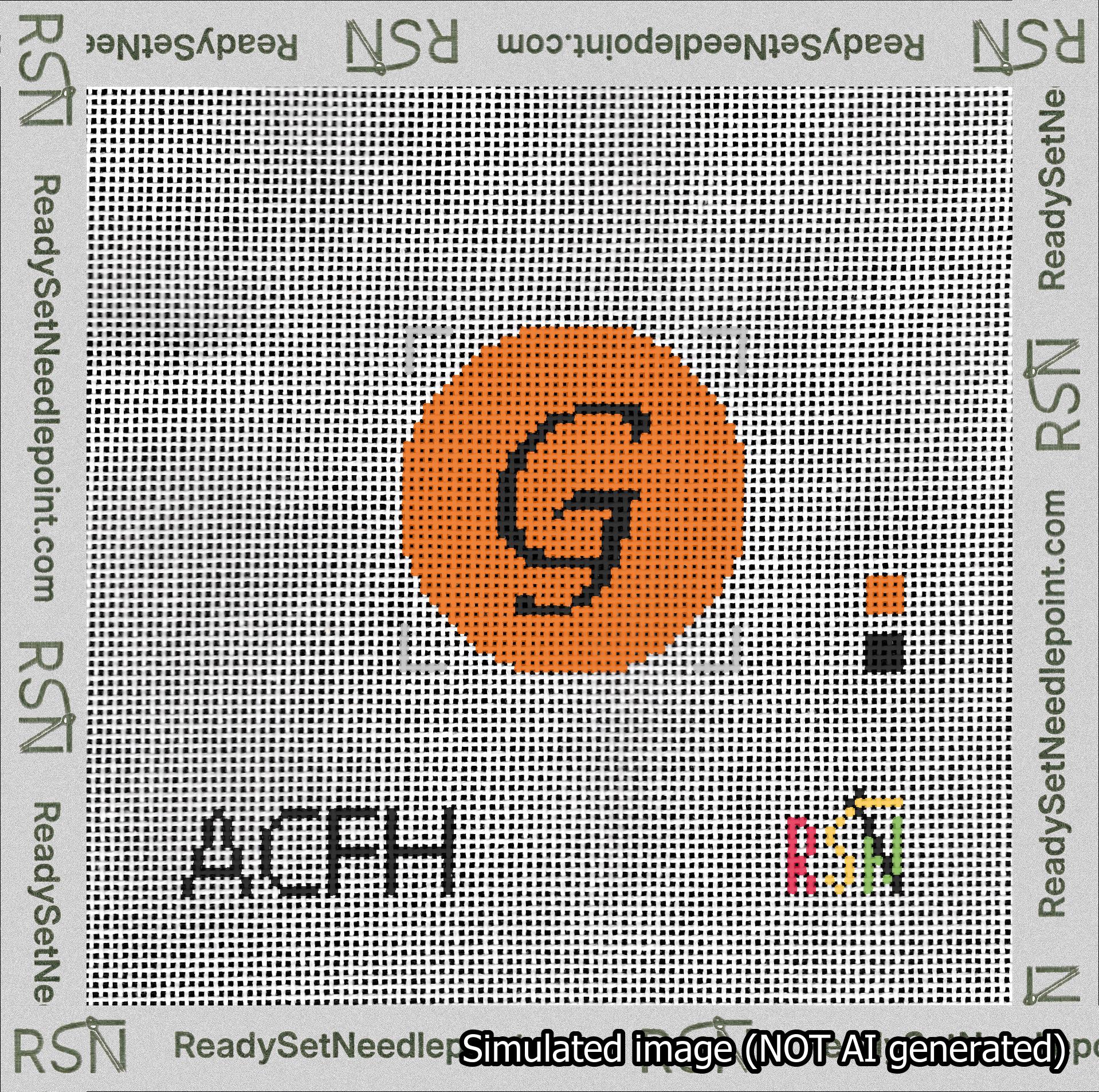 Circle Initial G Needlepoint Canvas Design