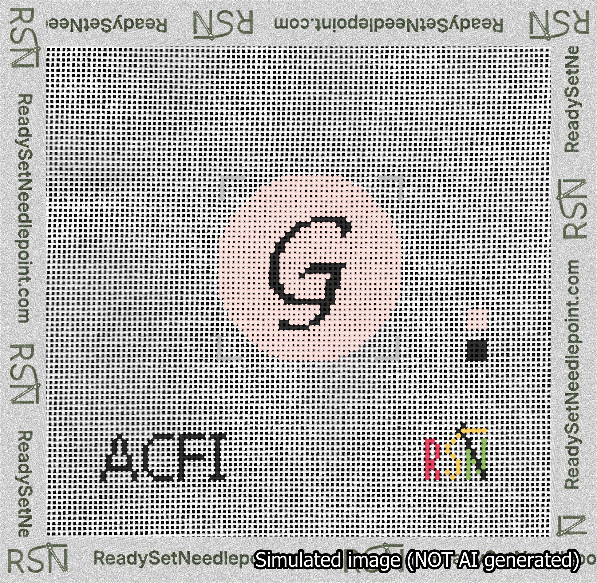 Circle Initial G Needlepoint Canvas Design