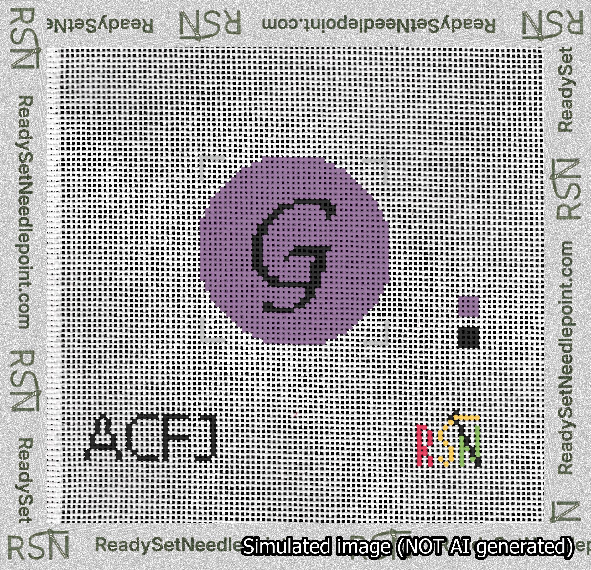 Circle Initial G Needlepoint Canvas Design