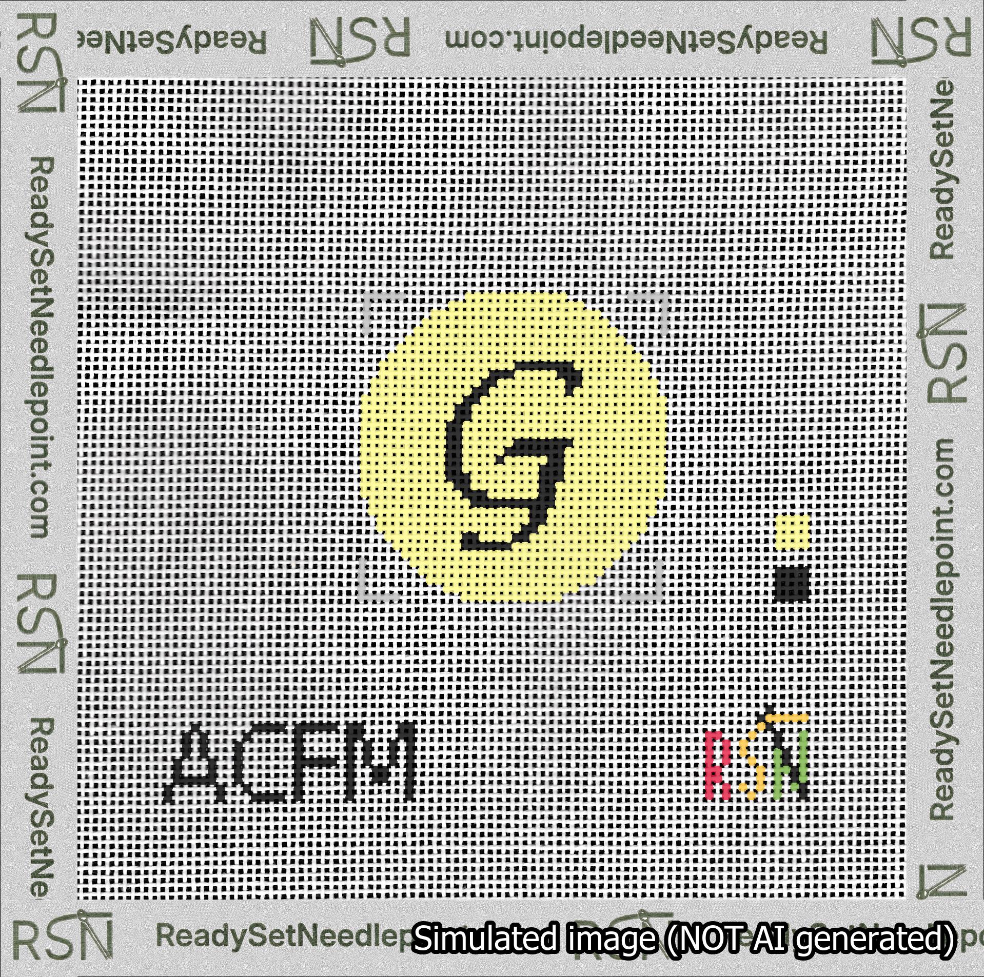 Circle Initial G Needlepoint Canvas Design