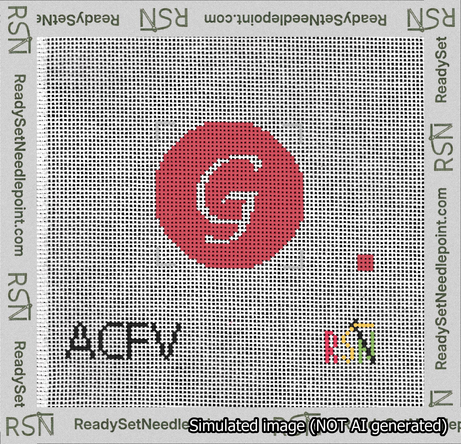 Circle Initial G Needlepoint Canvas Design