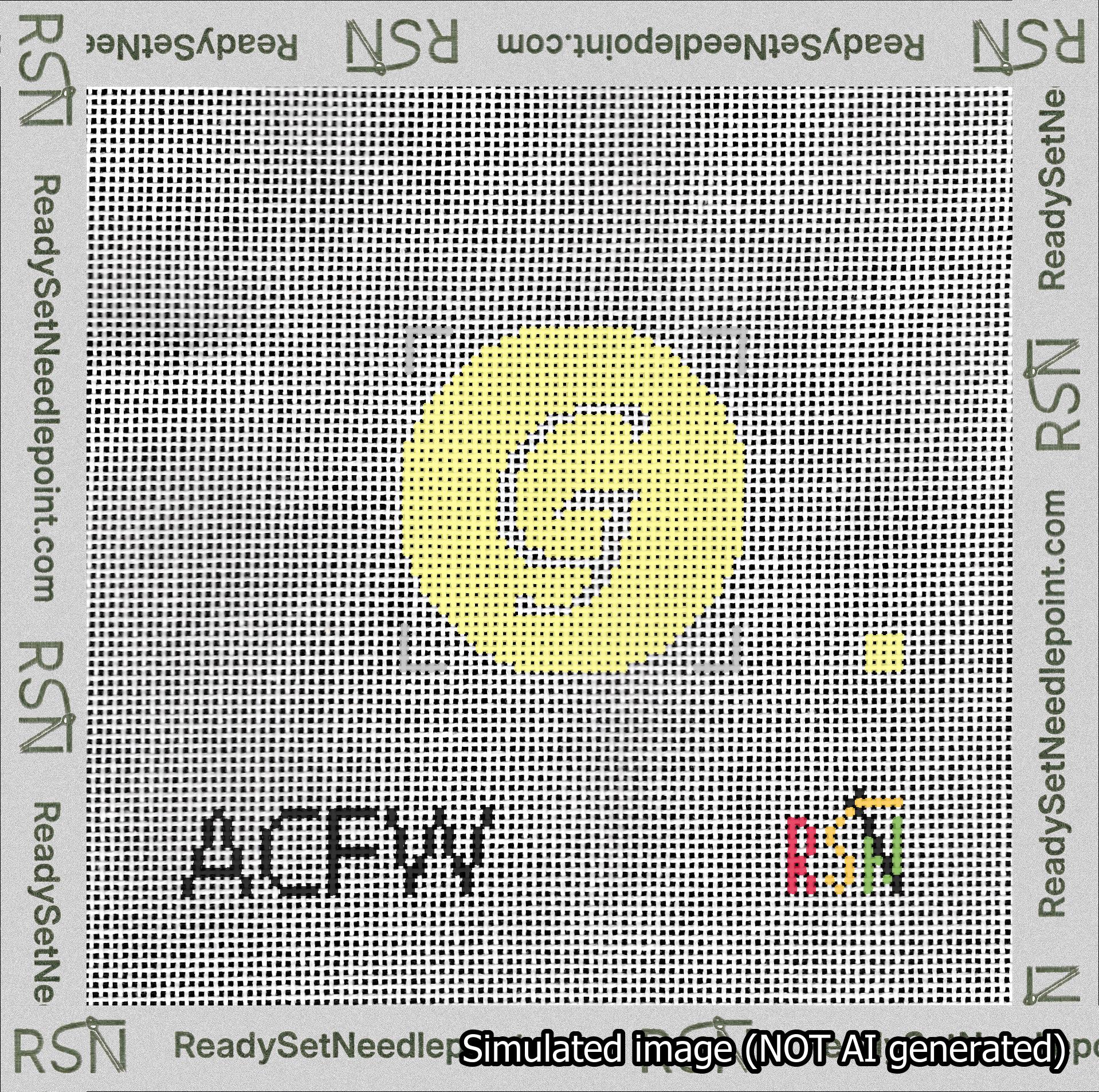 Circle Initial G Needlepoint Canvas Design