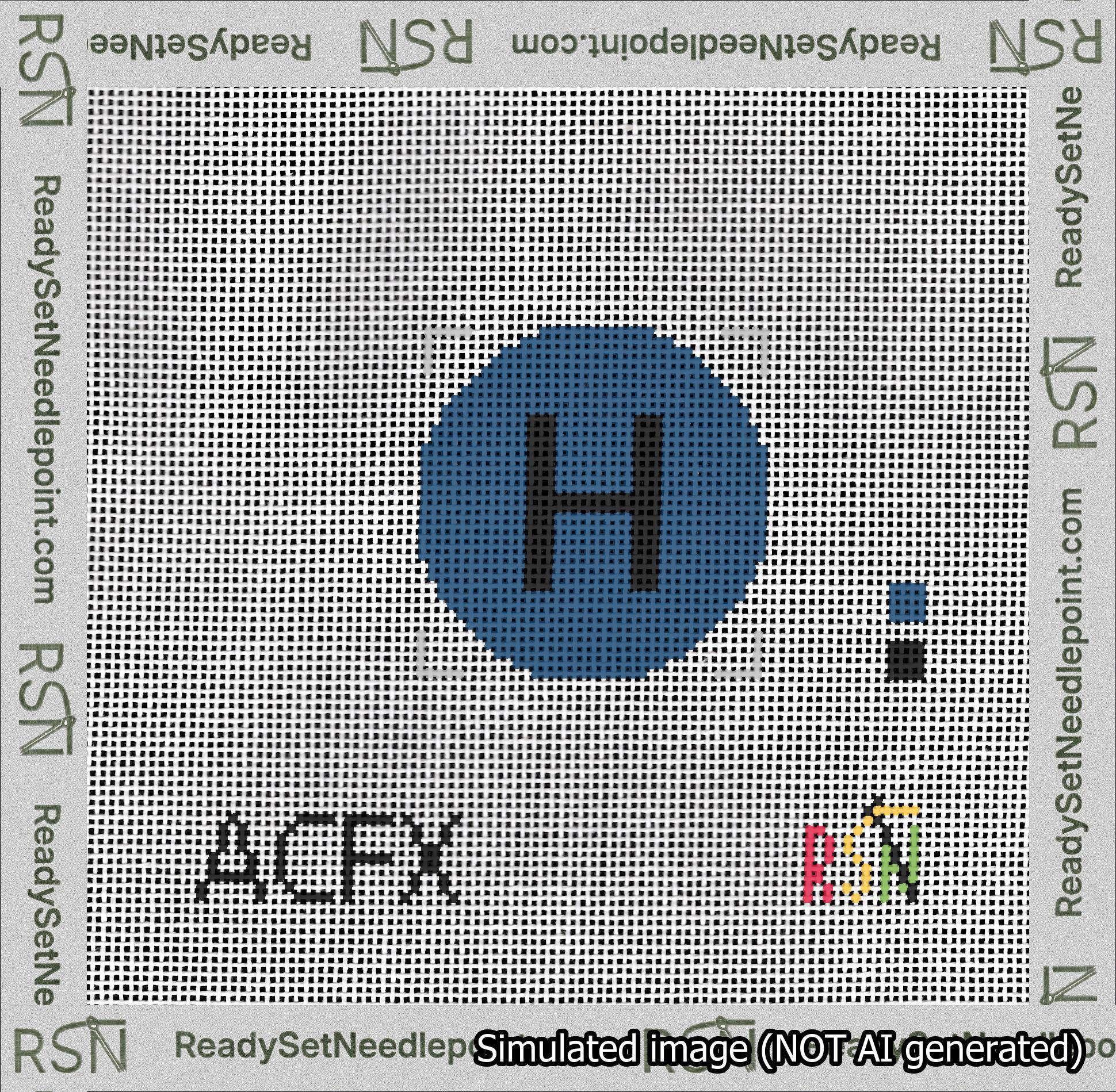 Circle Initial H Needlepoint Canvas Design