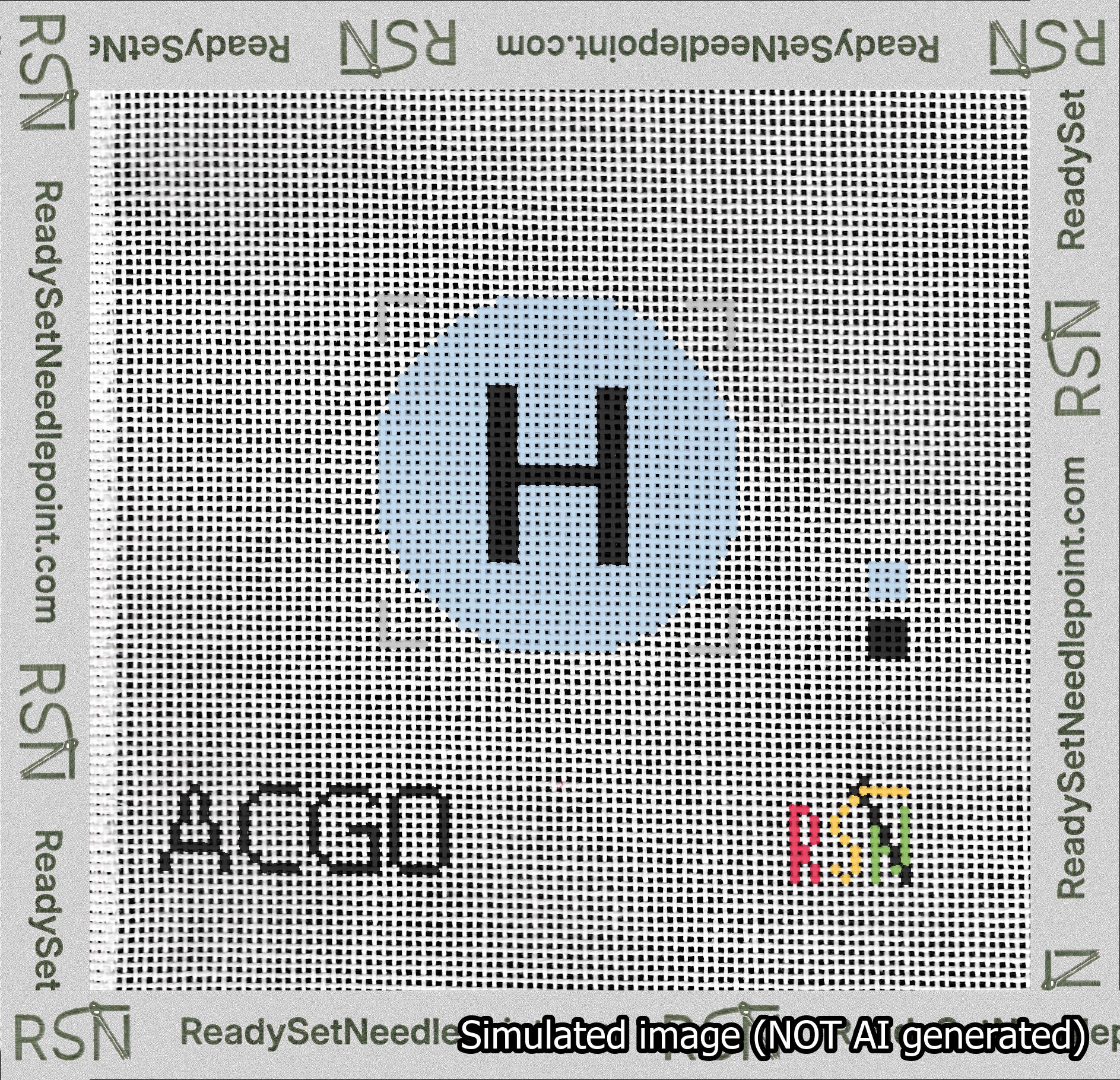 Circle Initial H Needlepoint Canvas Design