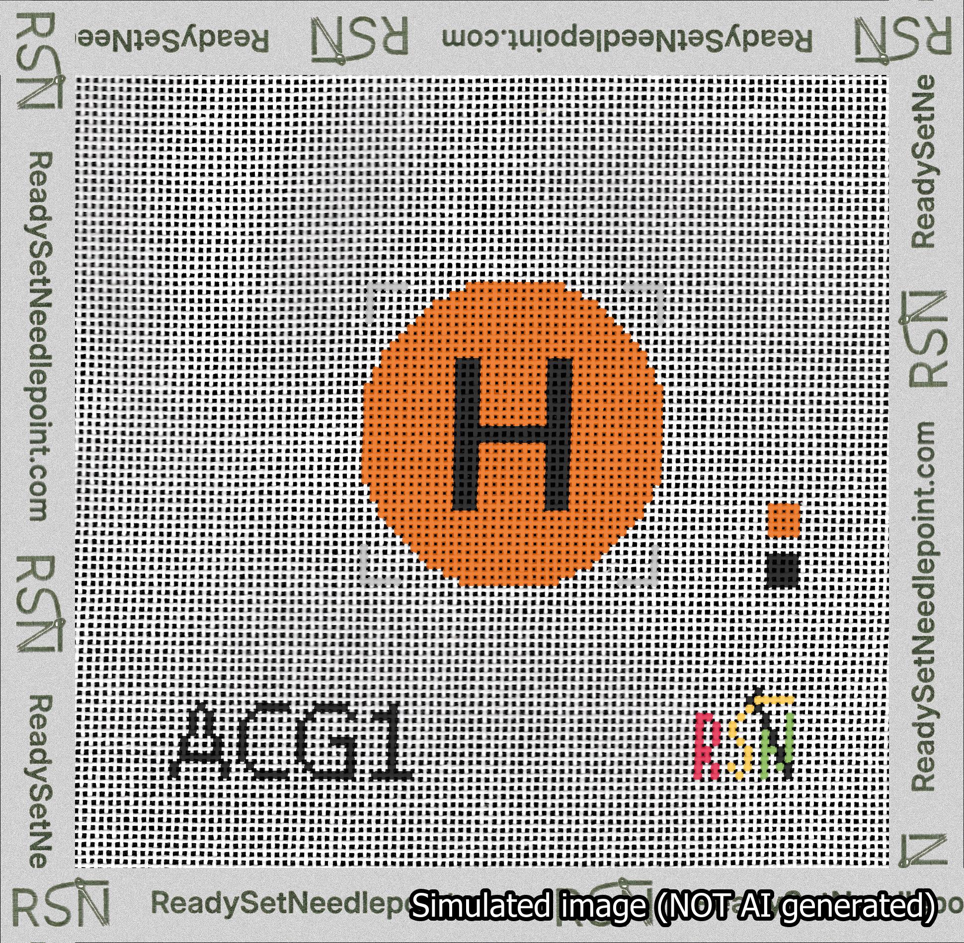 Circle Initial H Needlepoint Canvas Design