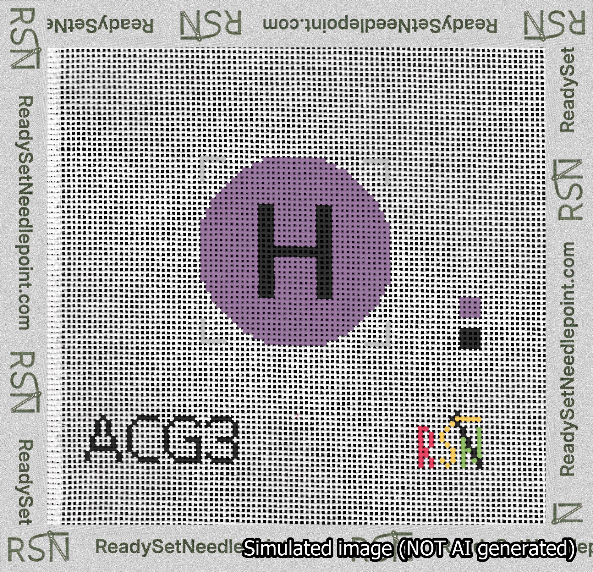 Circle Initial H Needlepoint Canvas Design