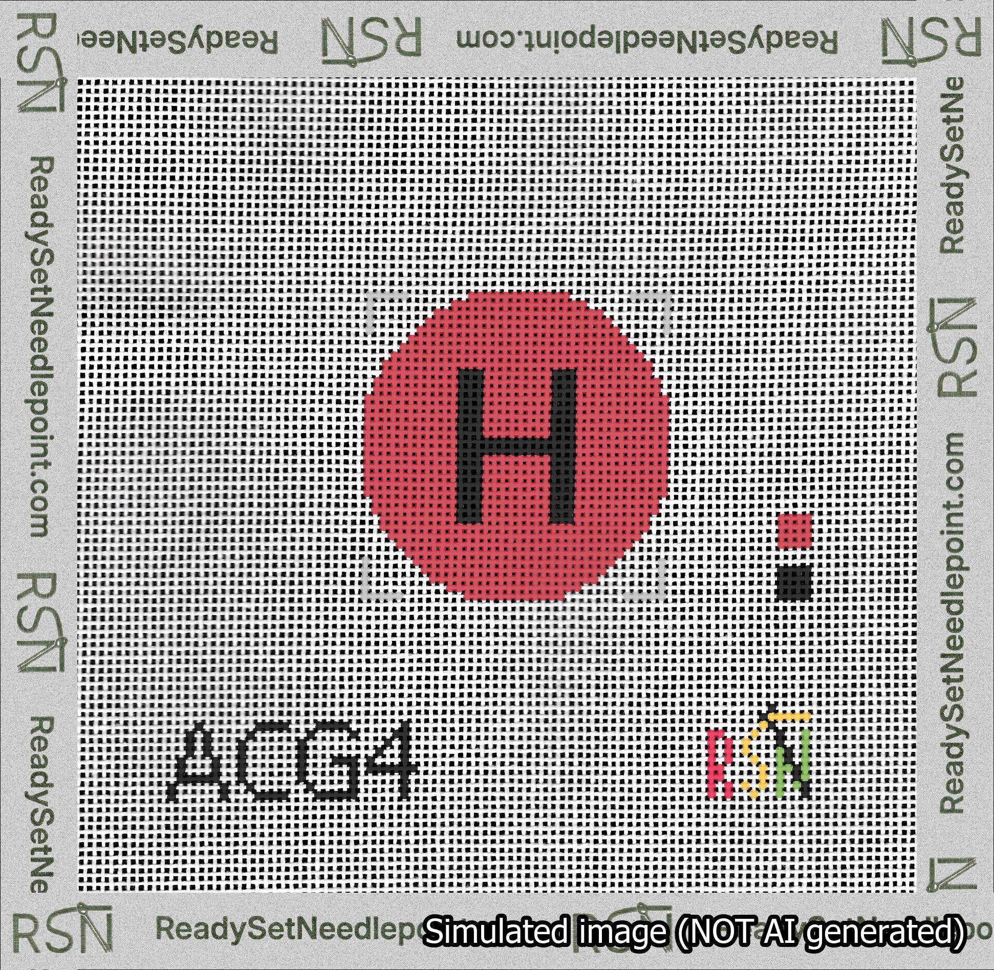 Circle Initial H Needlepoint Canvas Design
