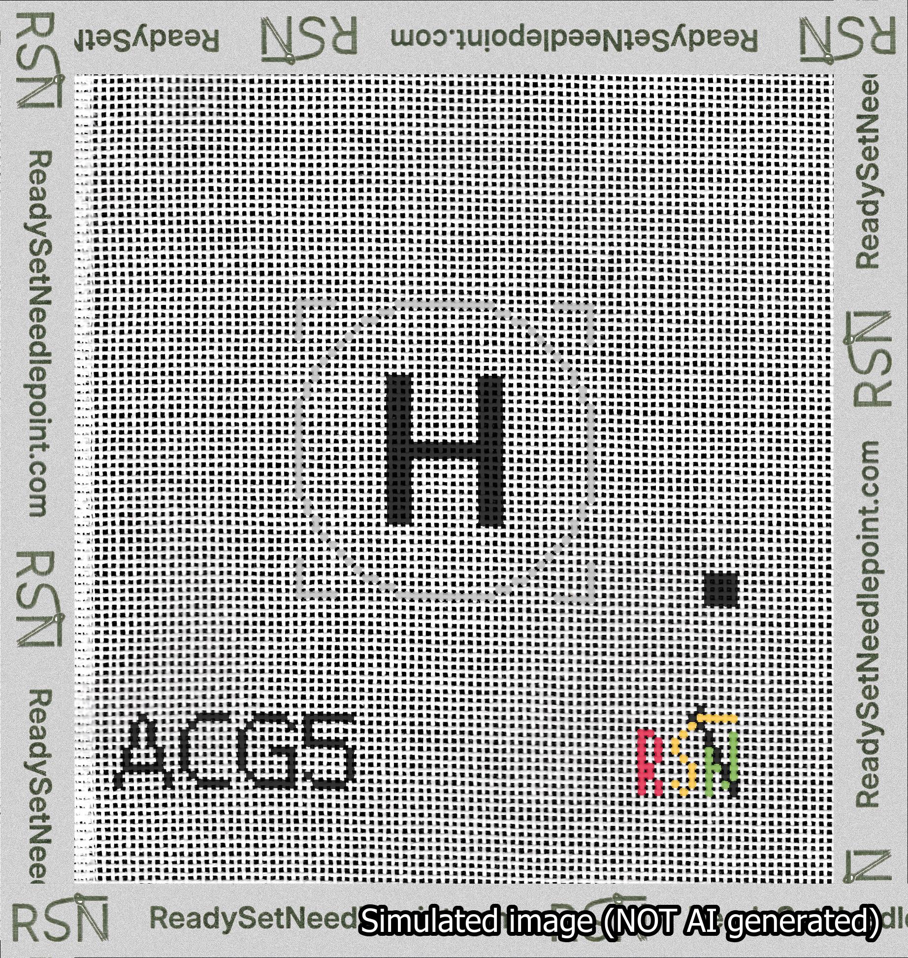 Circle Initial H Needlepoint Canvas Design