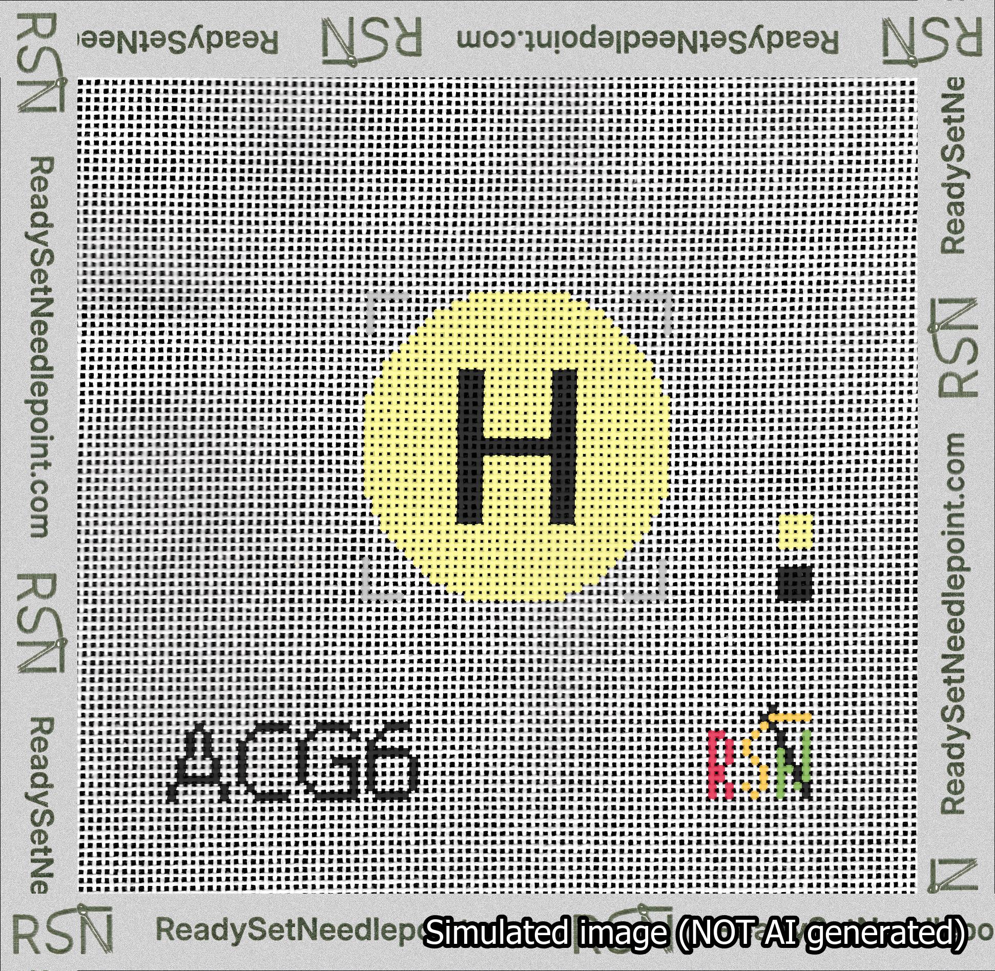 Circle Initial H Needlepoint Canvas Design