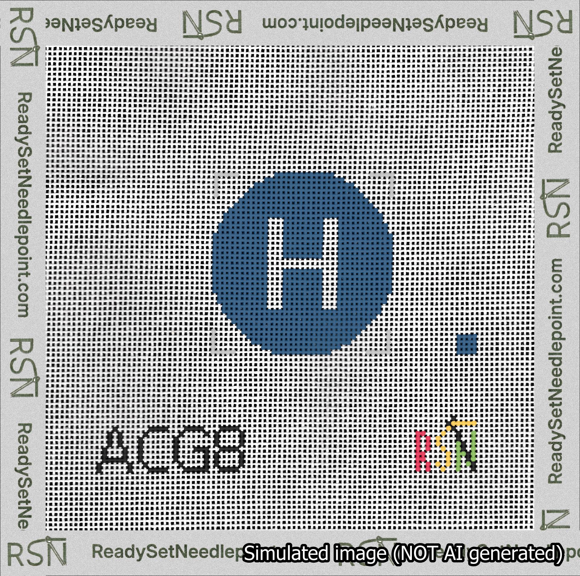 Circle Initial H Needlepoint Canvas Design
