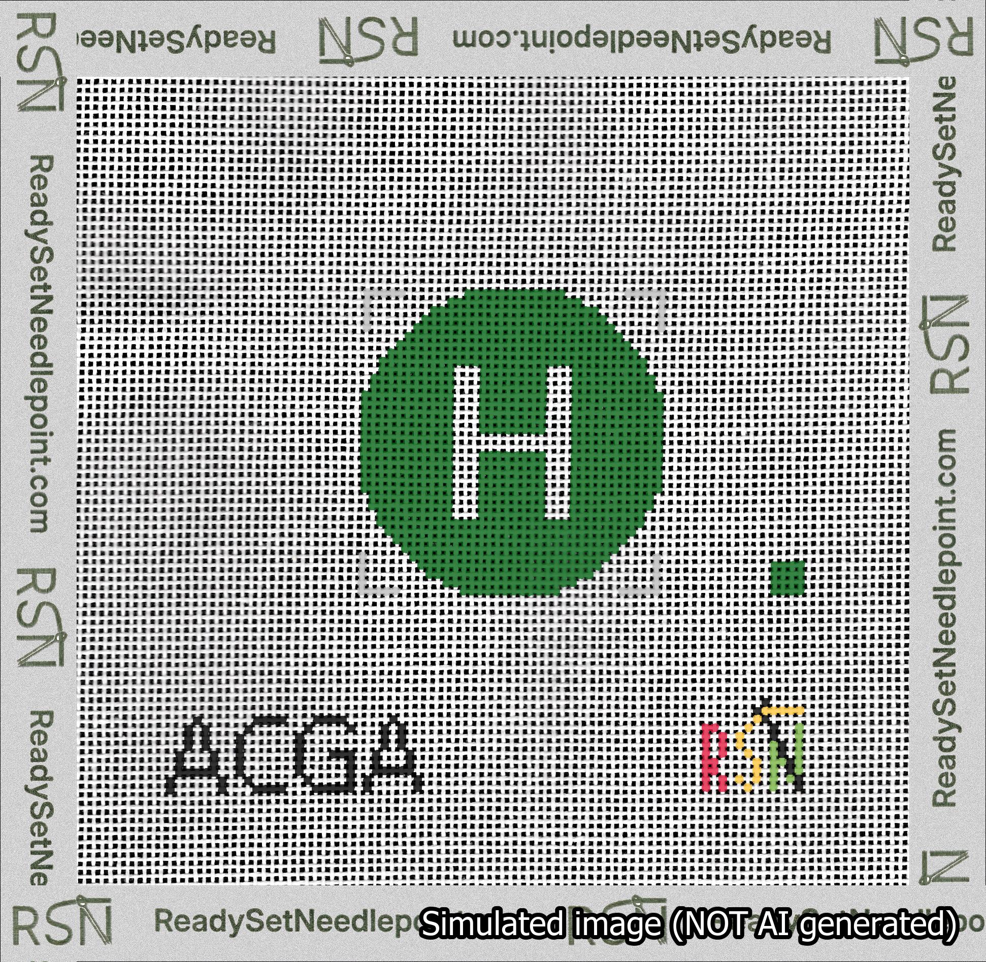 Circle Initial H Needlepoint Canvas Design