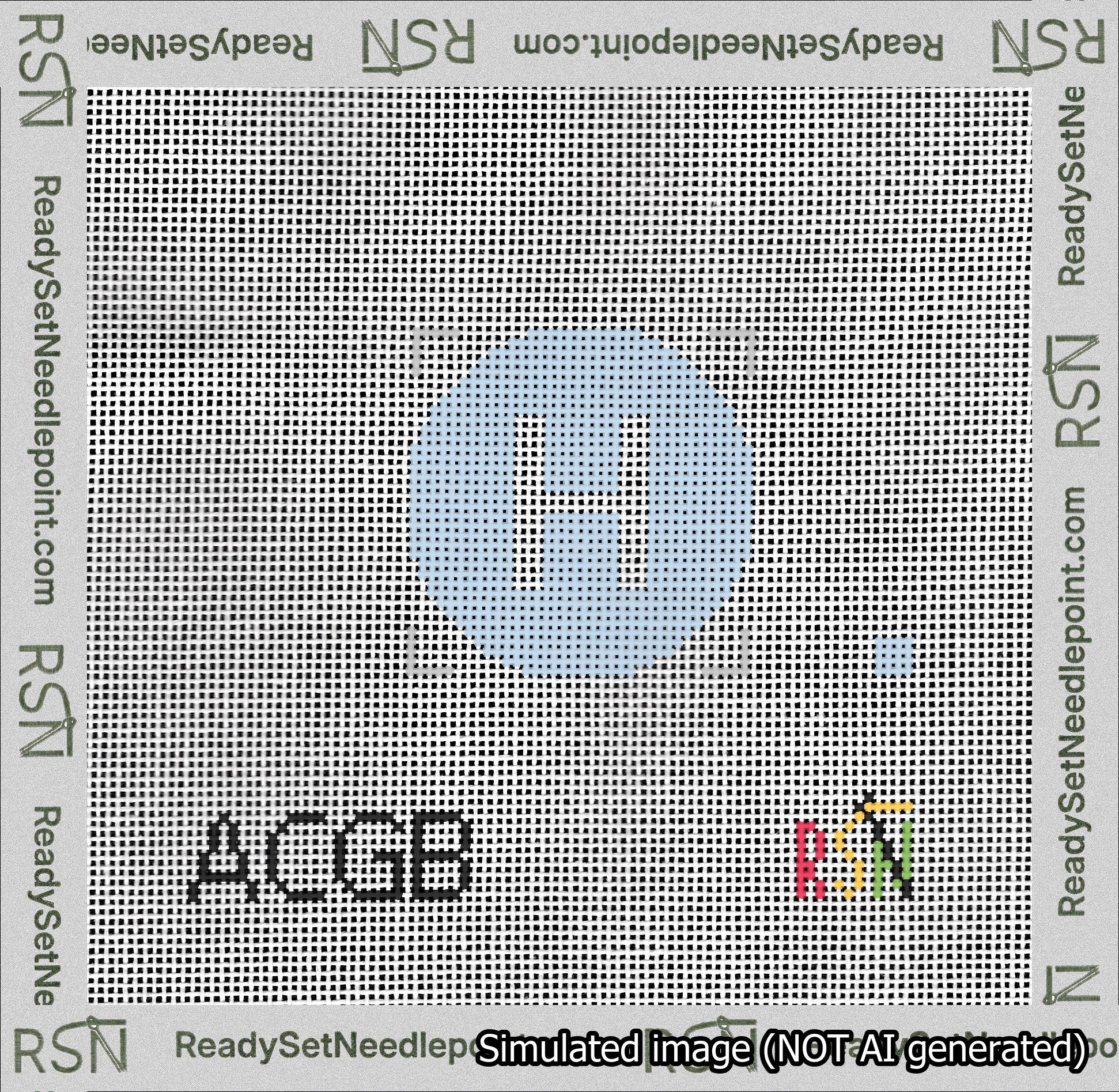 Circle Initial H Needlepoint Canvas Design