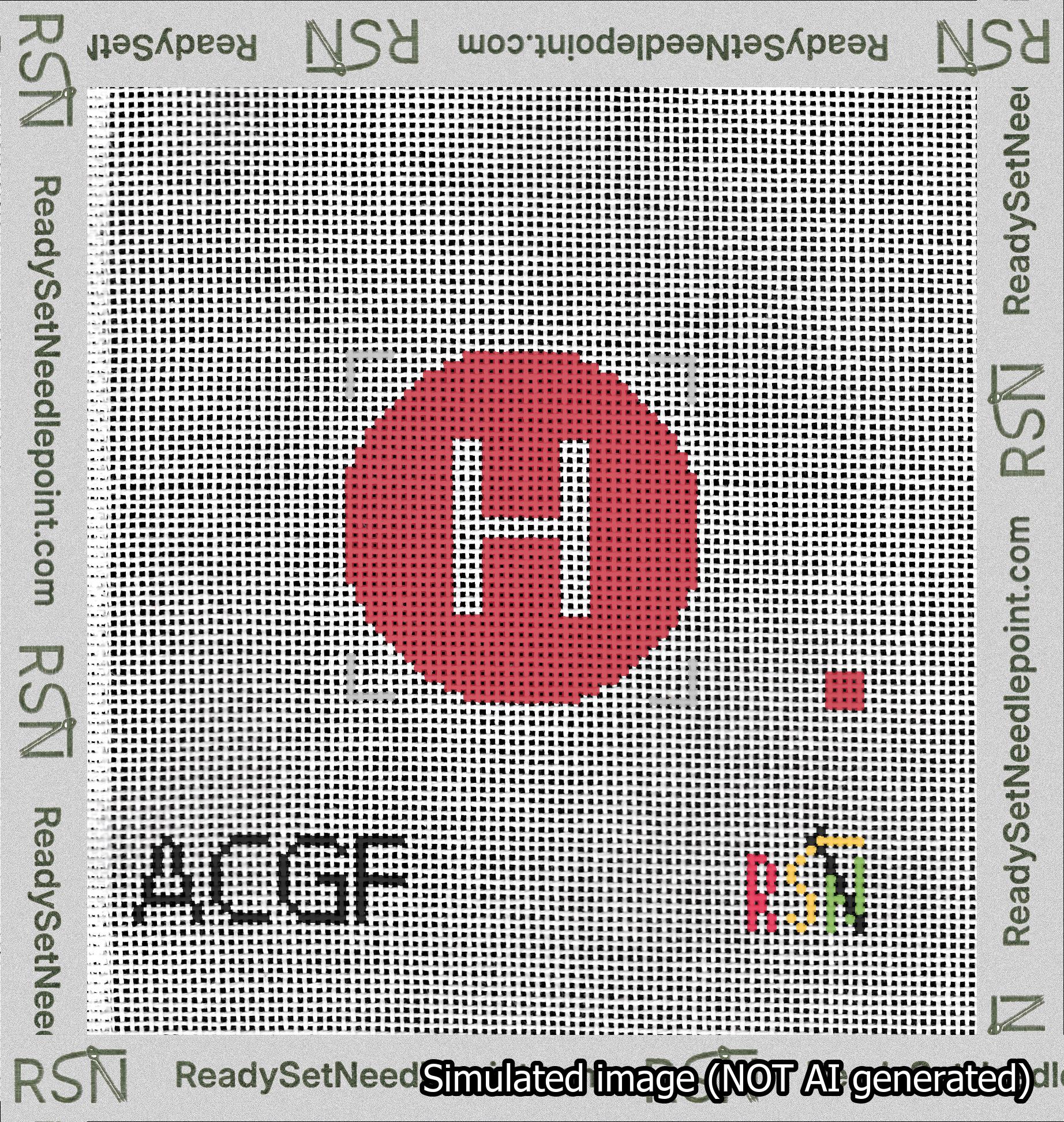 Circle Initial H Needlepoint Canvas Design
