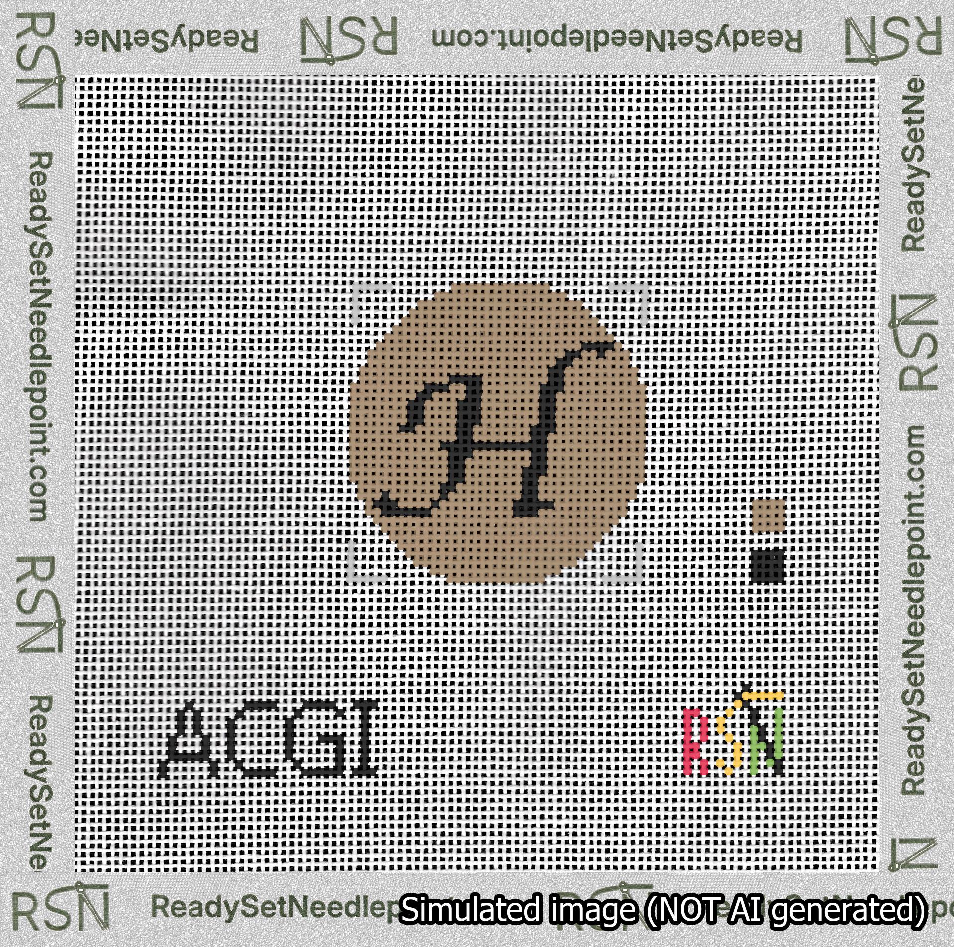 Circle Initial H Needlepoint Canvas Design