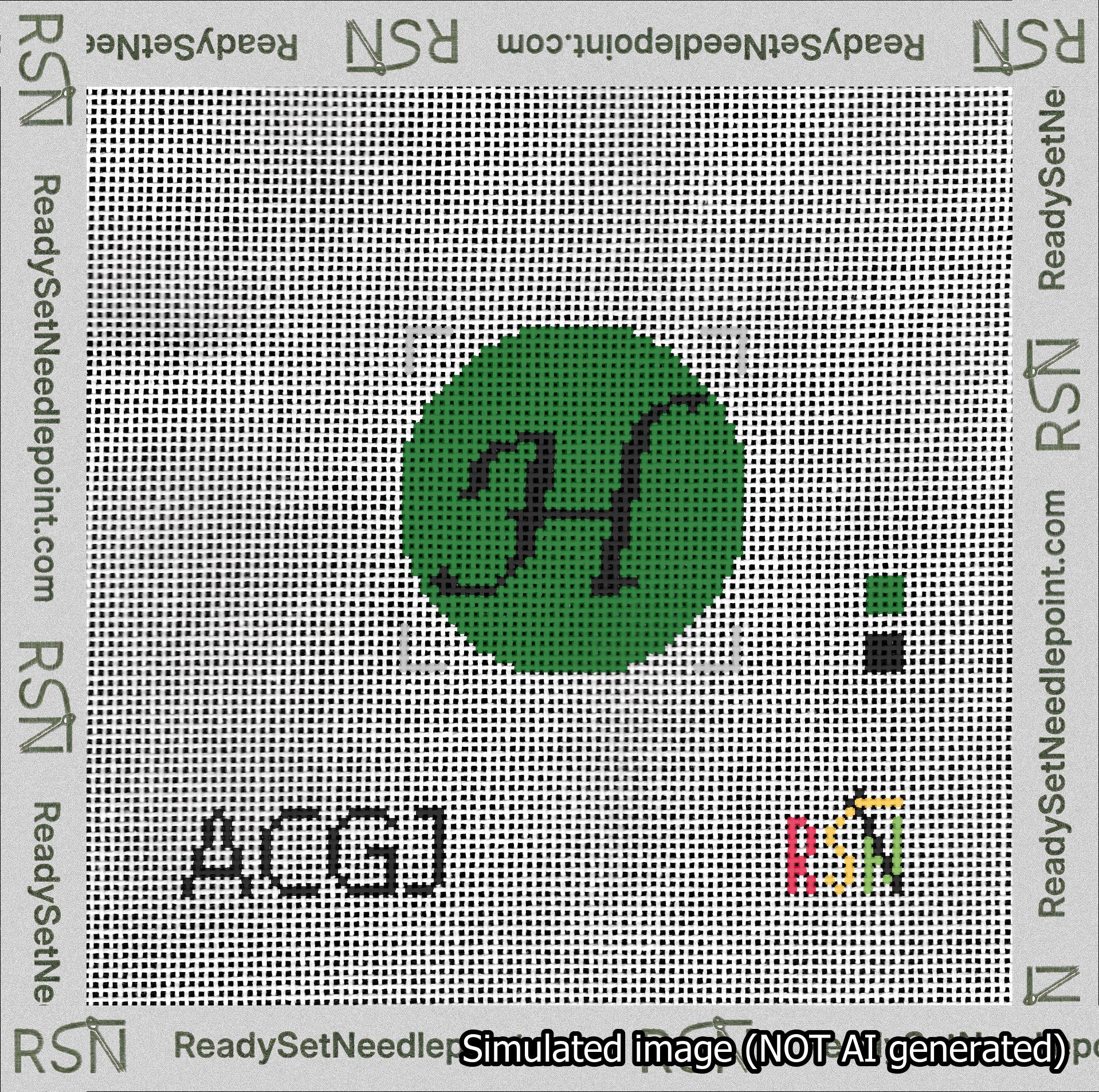 Circle Initial H Needlepoint Canvas Design