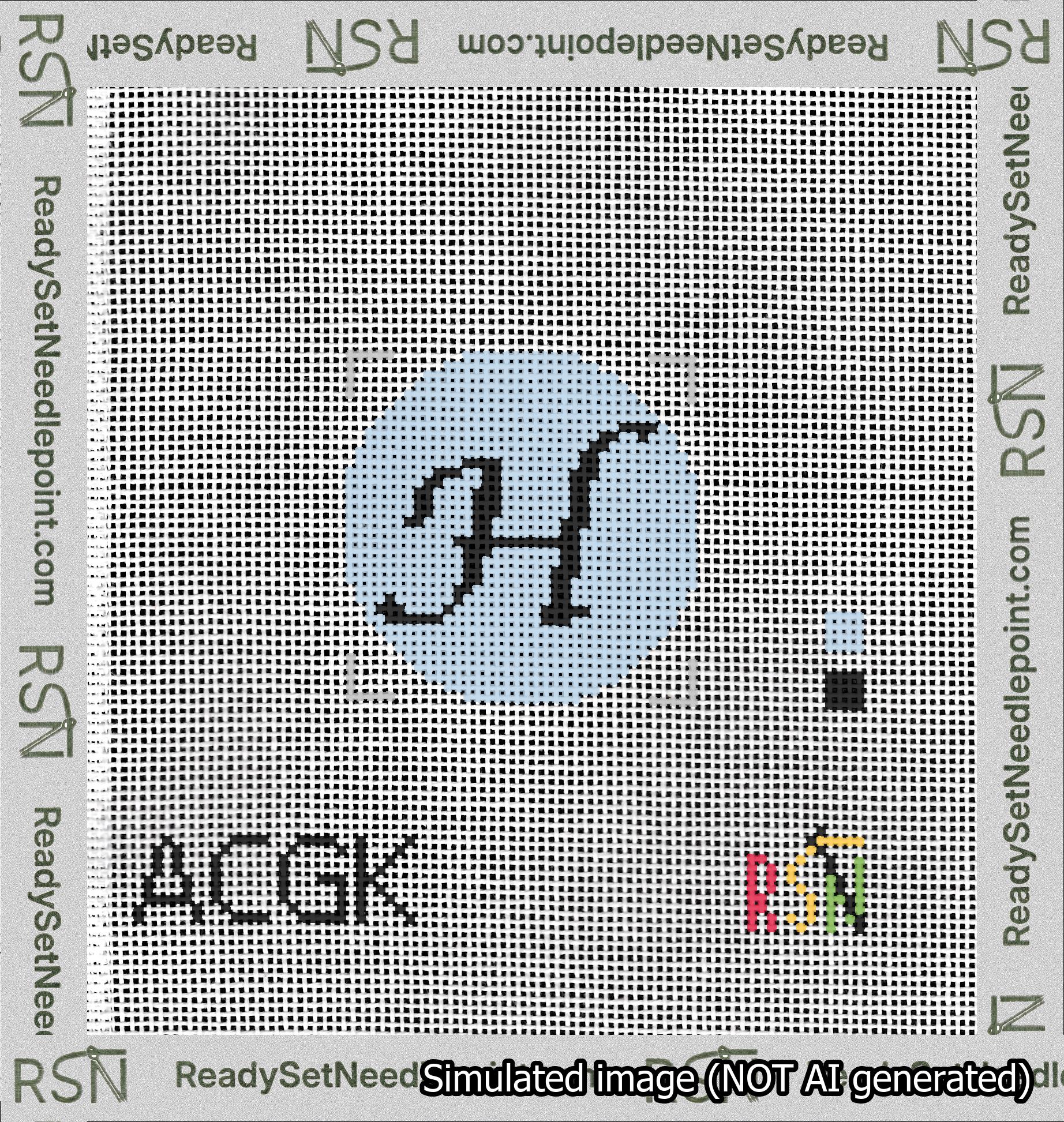 Circle Initial H Needlepoint Canvas Design