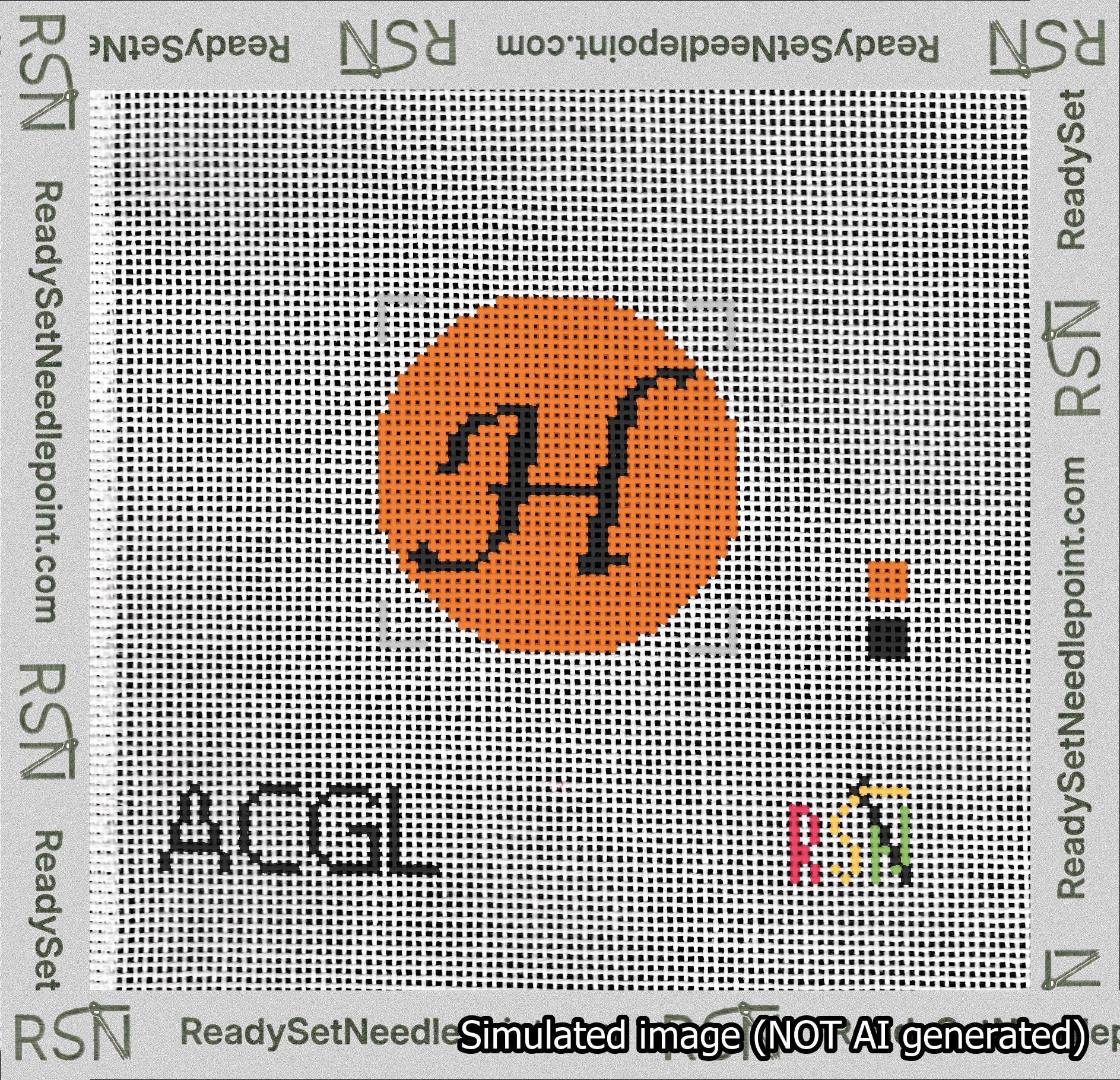 Circle Initial H Needlepoint Canvas Design