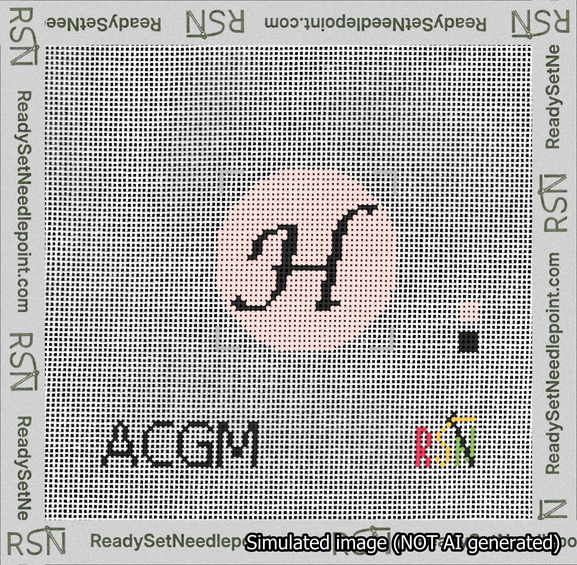 Circle Initial H Needlepoint Canvas Design