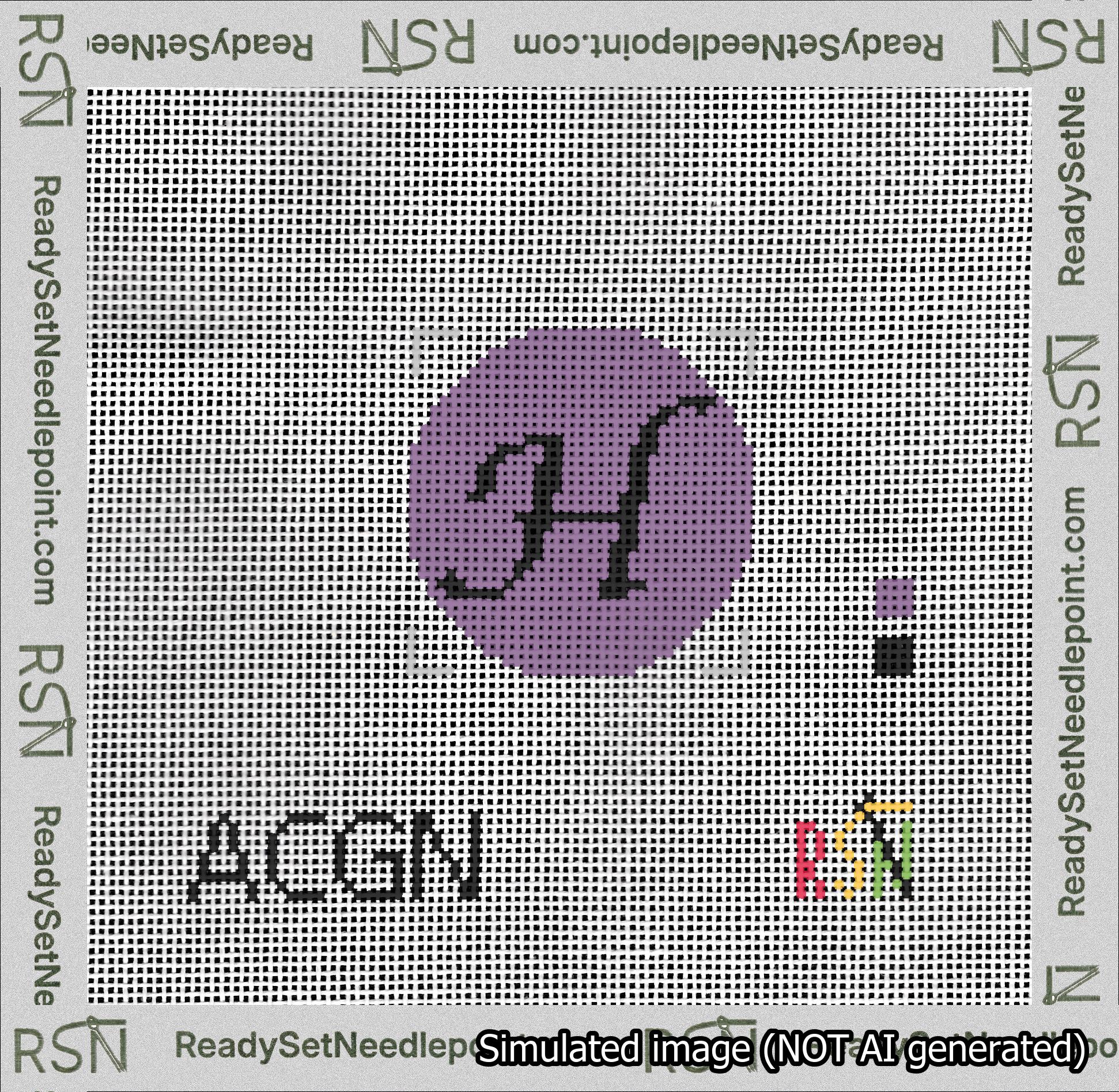 Circle Initial H Needlepoint Canvas Design