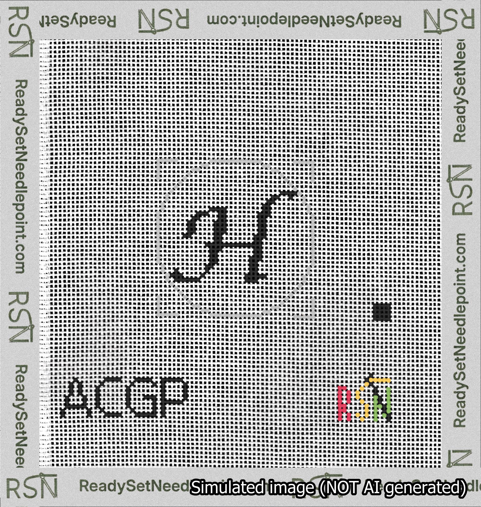 Circle Initial H Needlepoint Canvas Design