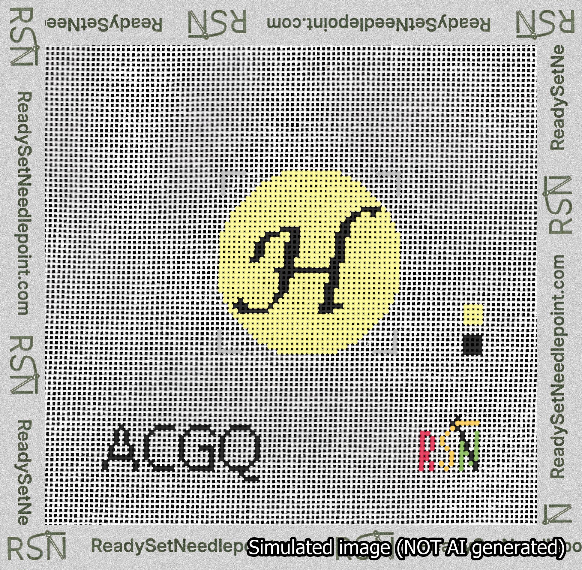 Circle Initial H Needlepoint Canvas Design