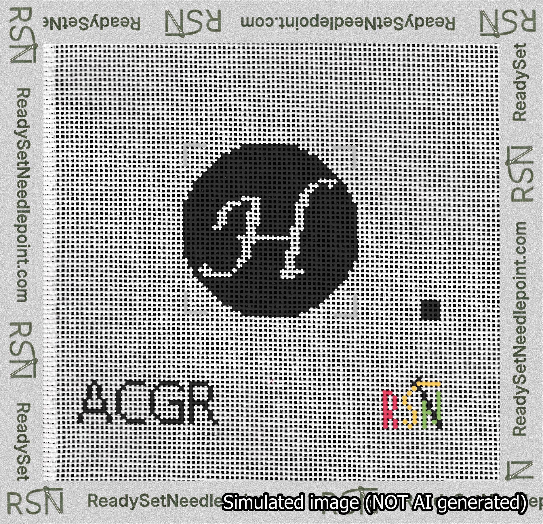 Circle Initial H Needlepoint Canvas Design