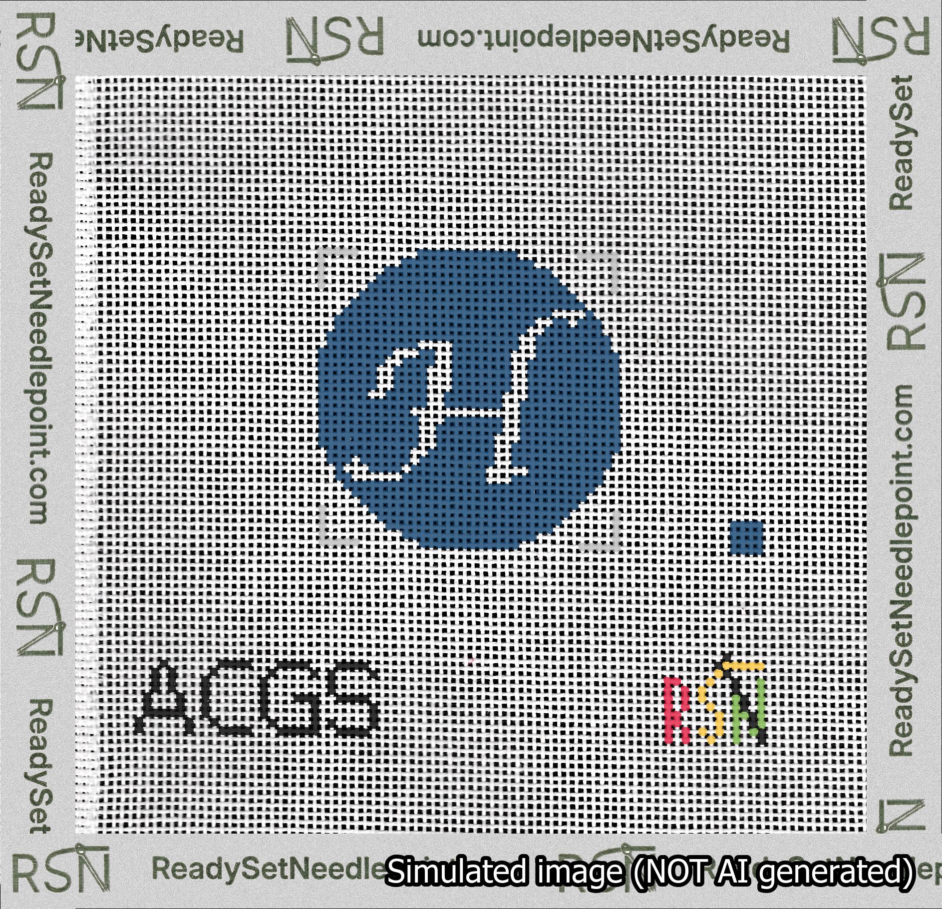 Circle Initial H Needlepoint Canvas Design