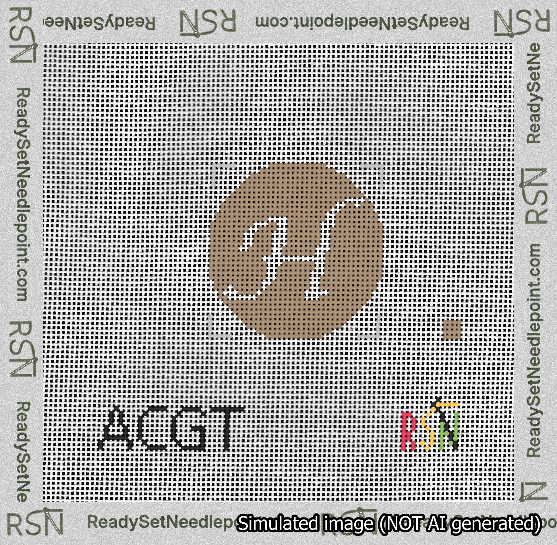 Circle Initial H Needlepoint Canvas Design