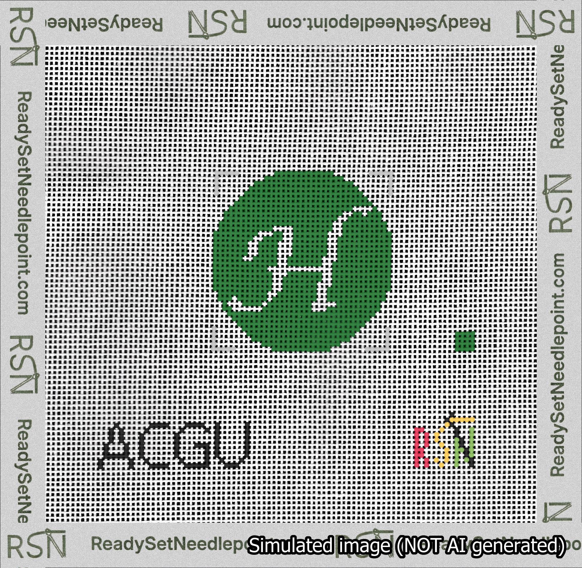 Circle Initial H Needlepoint Canvas Design