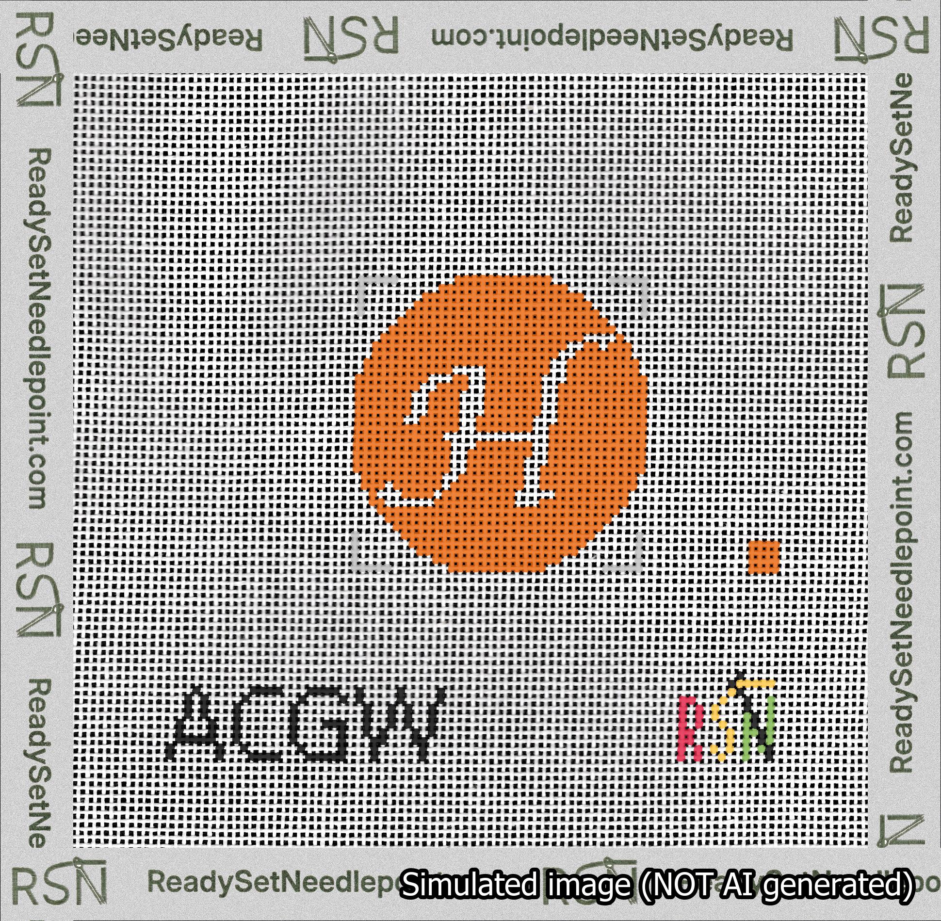 Circle Initial H Needlepoint Canvas Design