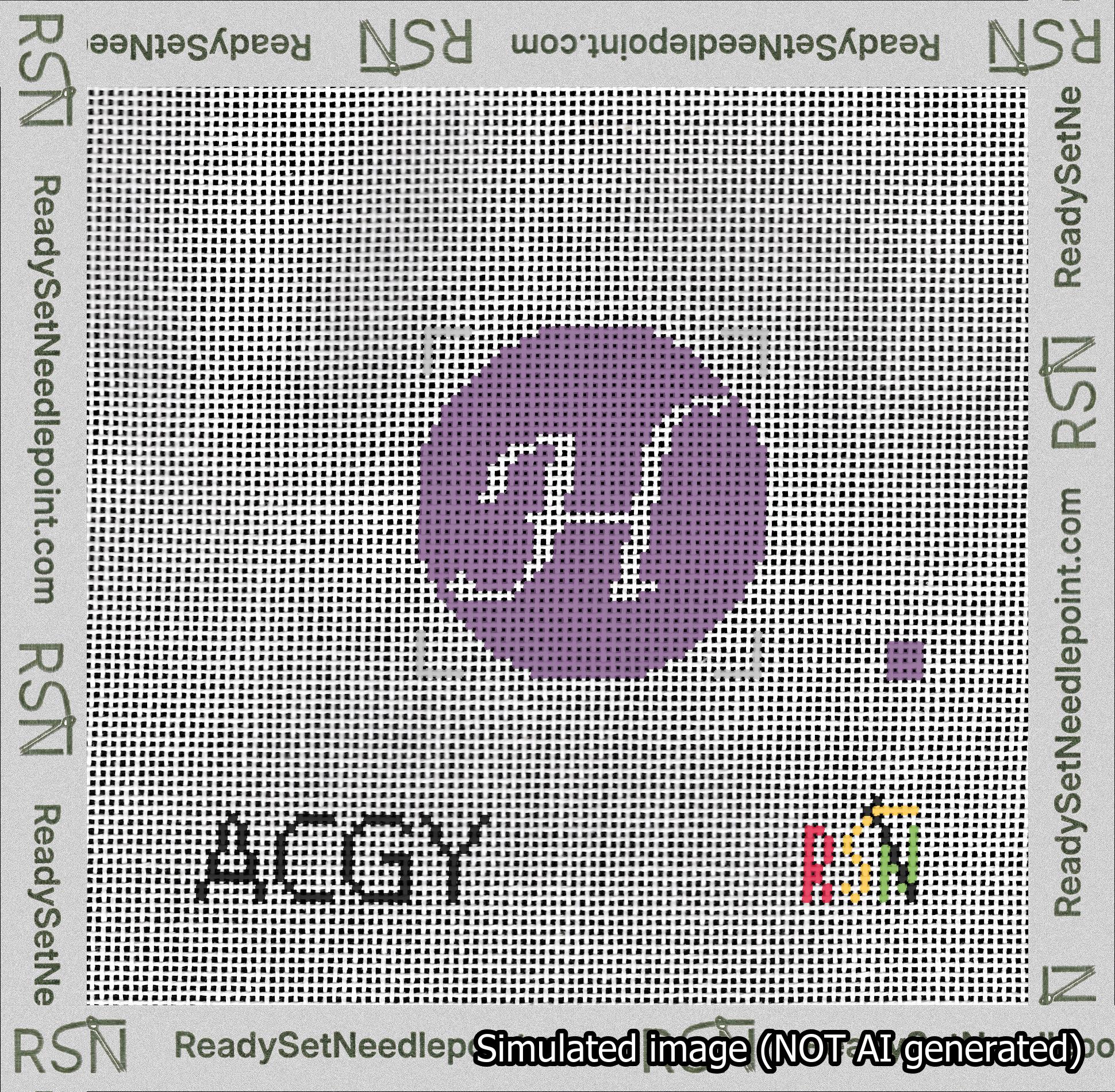 Circle Initial H Needlepoint Canvas Design