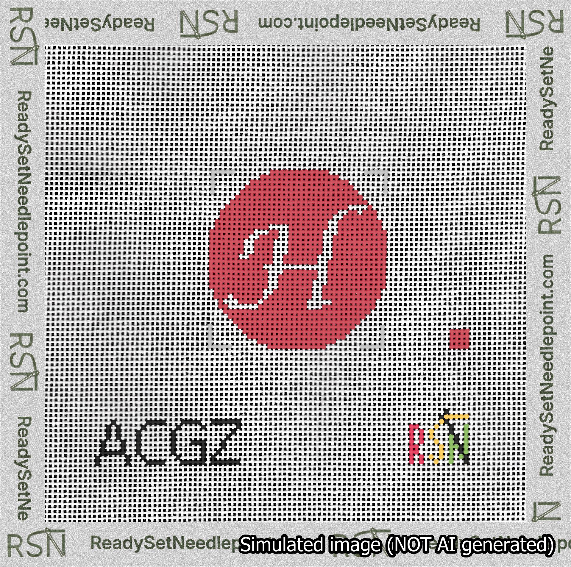 Circle Initial H Needlepoint Canvas Design