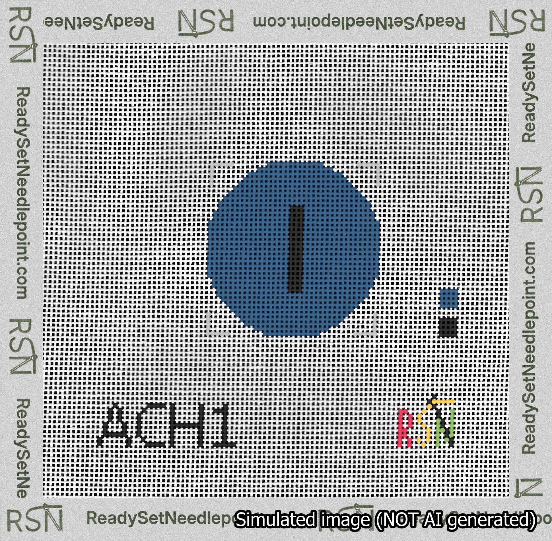 Circle Initial I Needlepoint Canvas Design