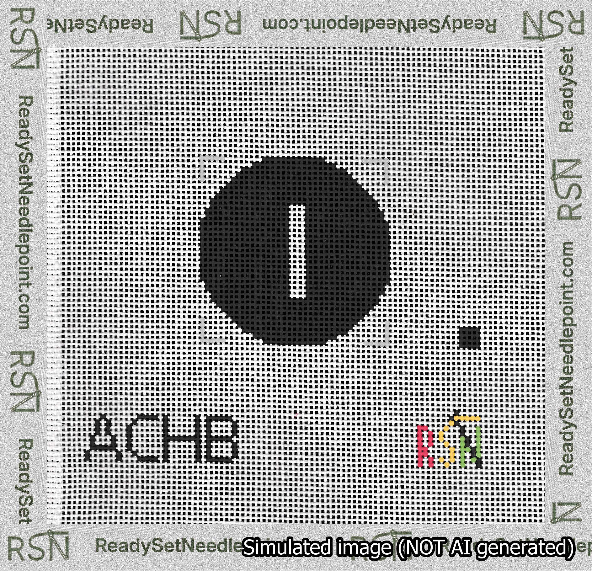 Circle Initial I Needlepoint Canvas Design