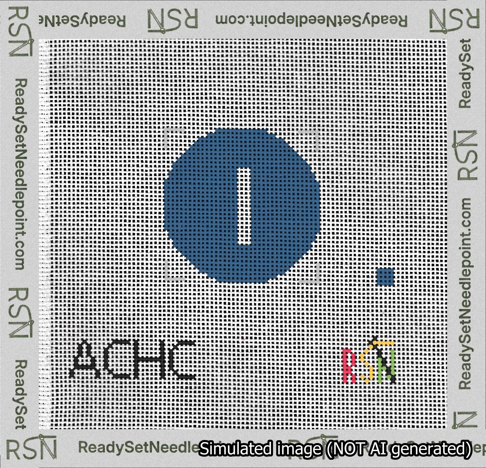 Circle Initial I Needlepoint Canvas Design