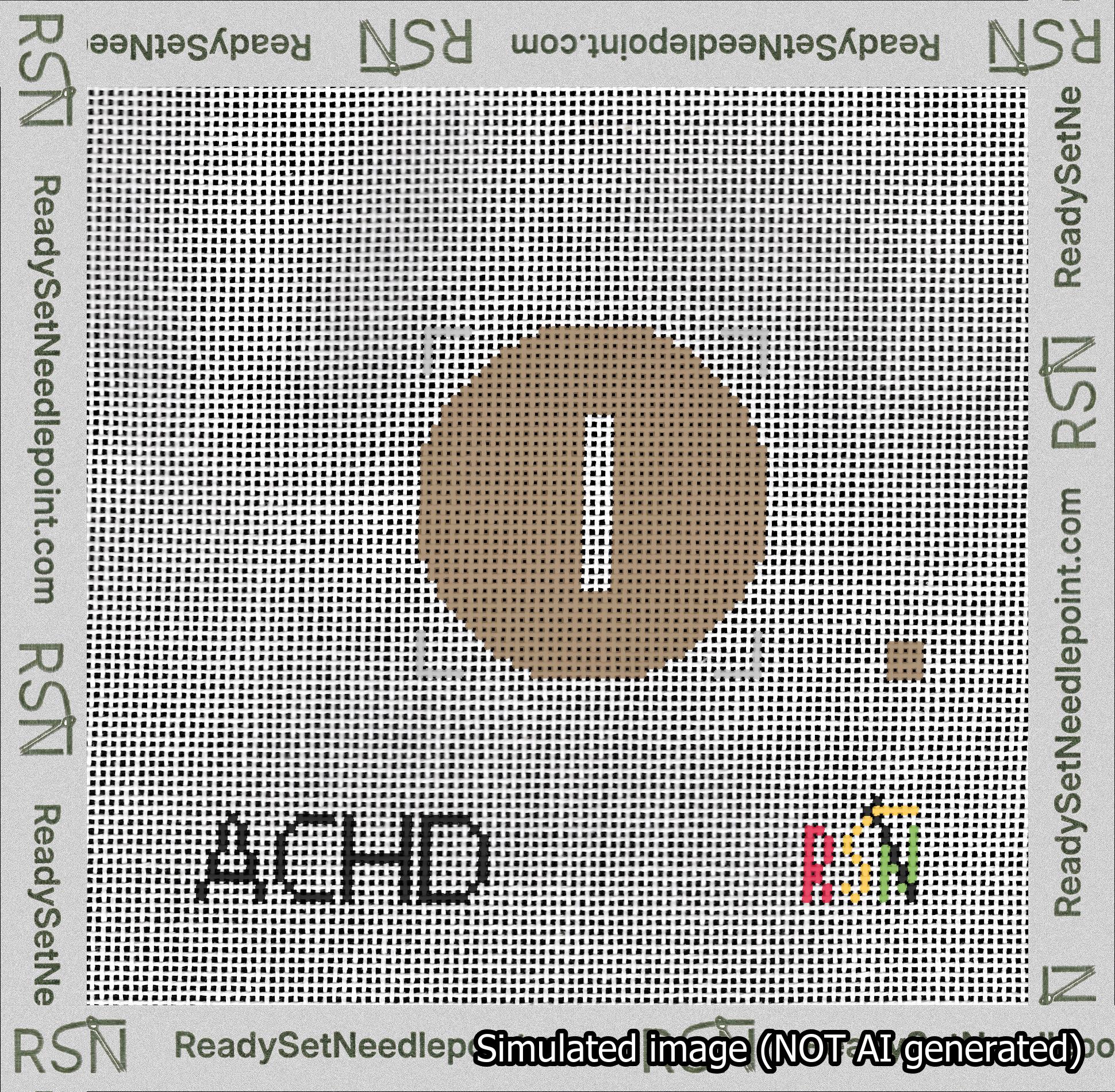 Circle Initial I Needlepoint Canvas Design