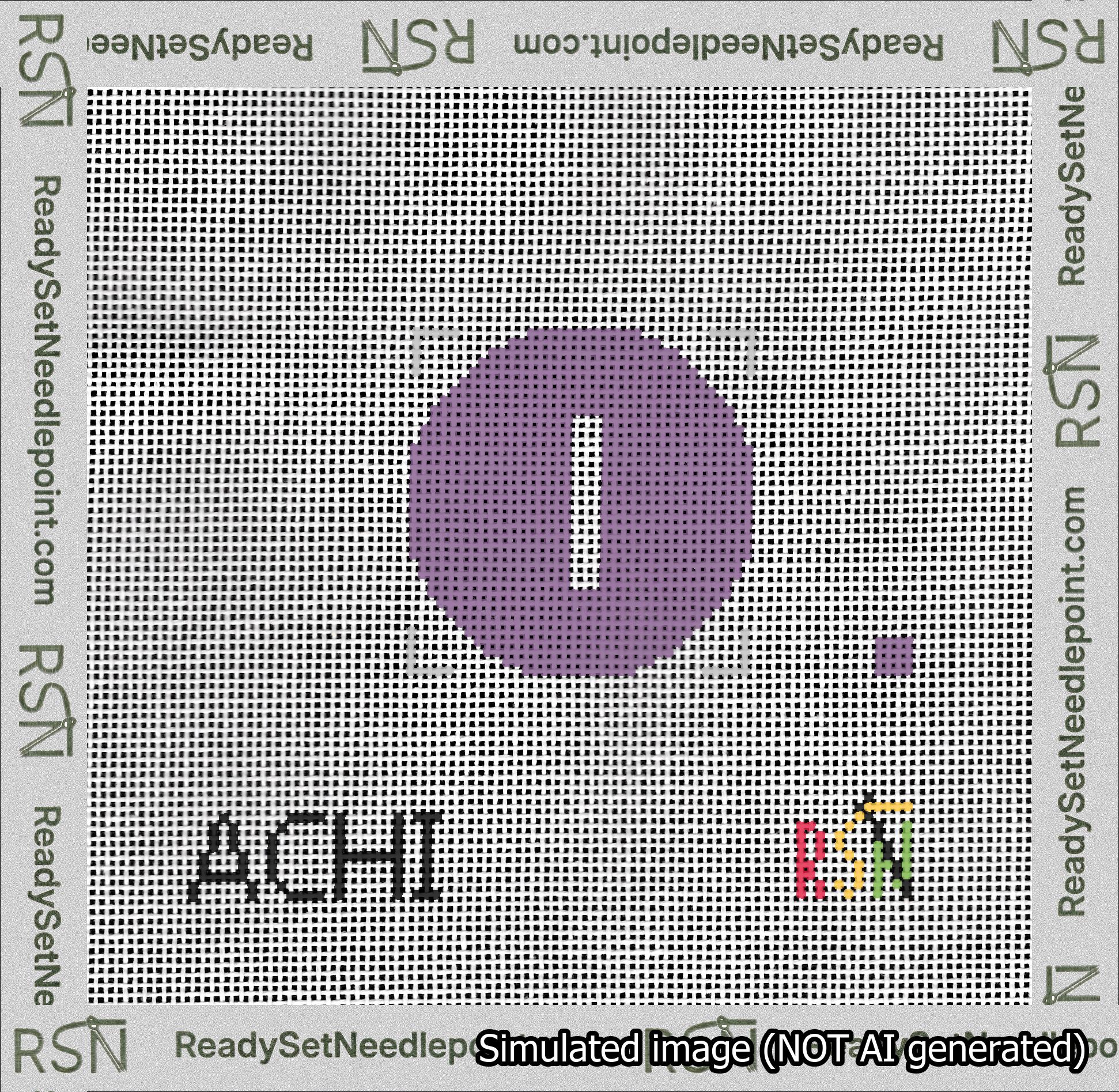 Circle Initial I Needlepoint Canvas Design