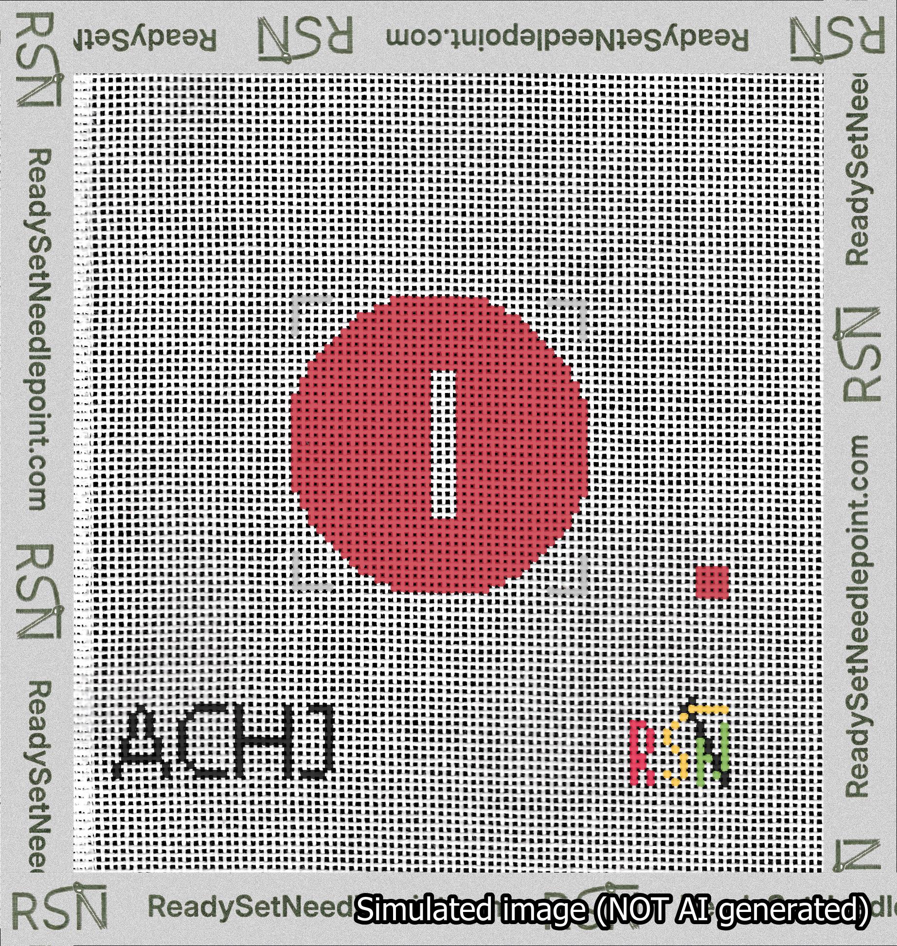 Circle Initial I Needlepoint Canvas Design