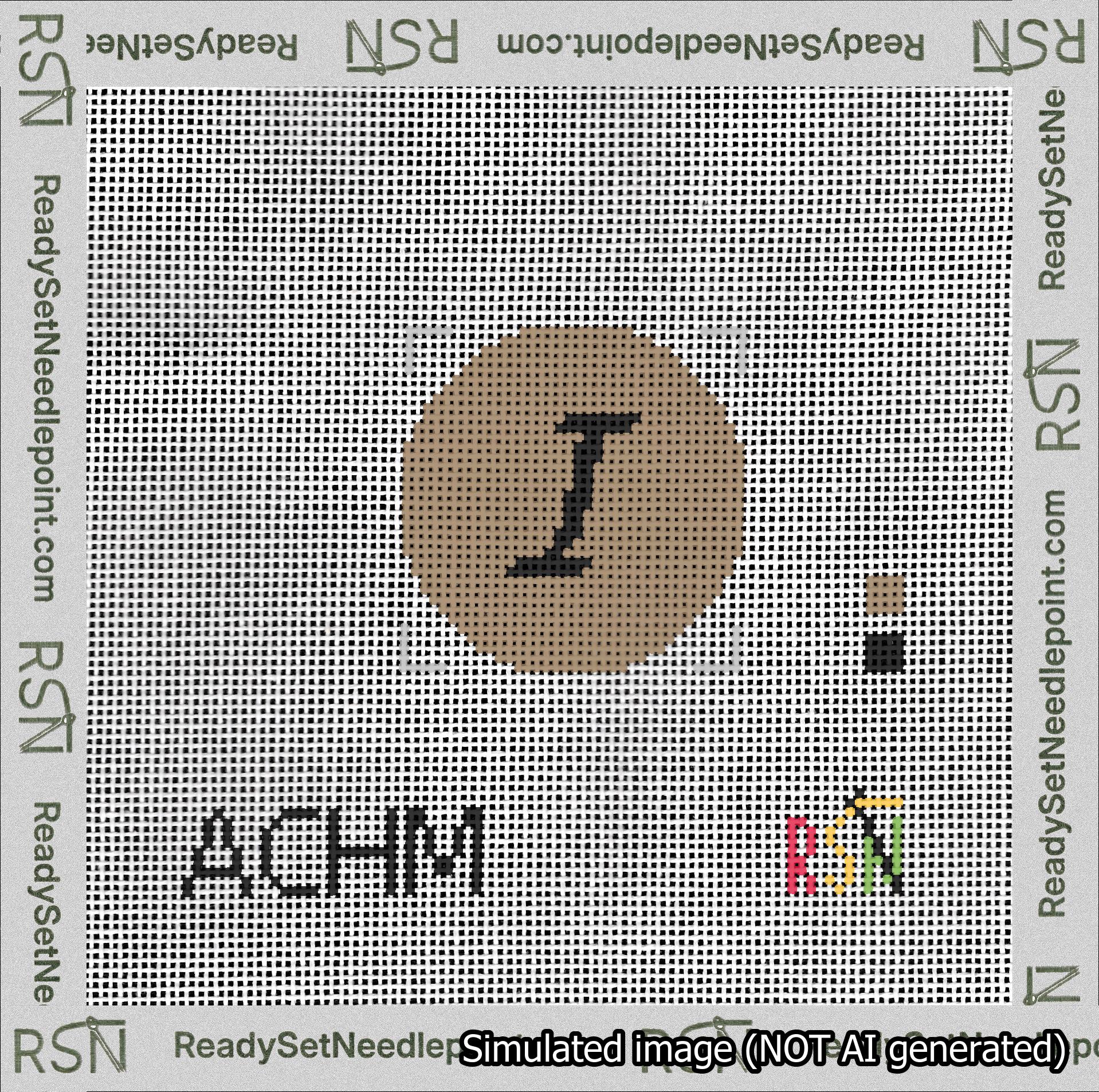 Circle Initial I Needlepoint Canvas Design