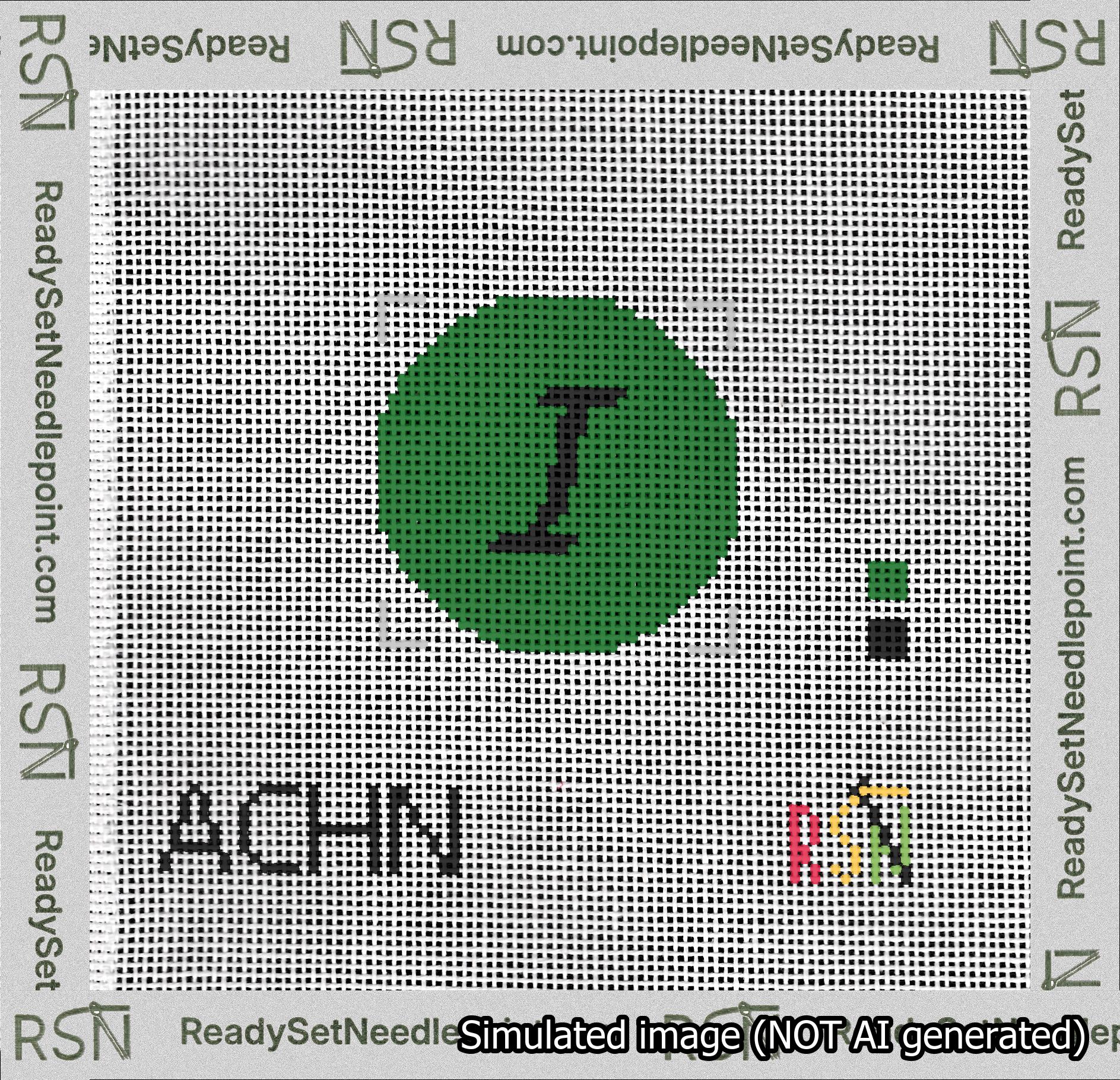 Circle Initial I Needlepoint Canvas Design