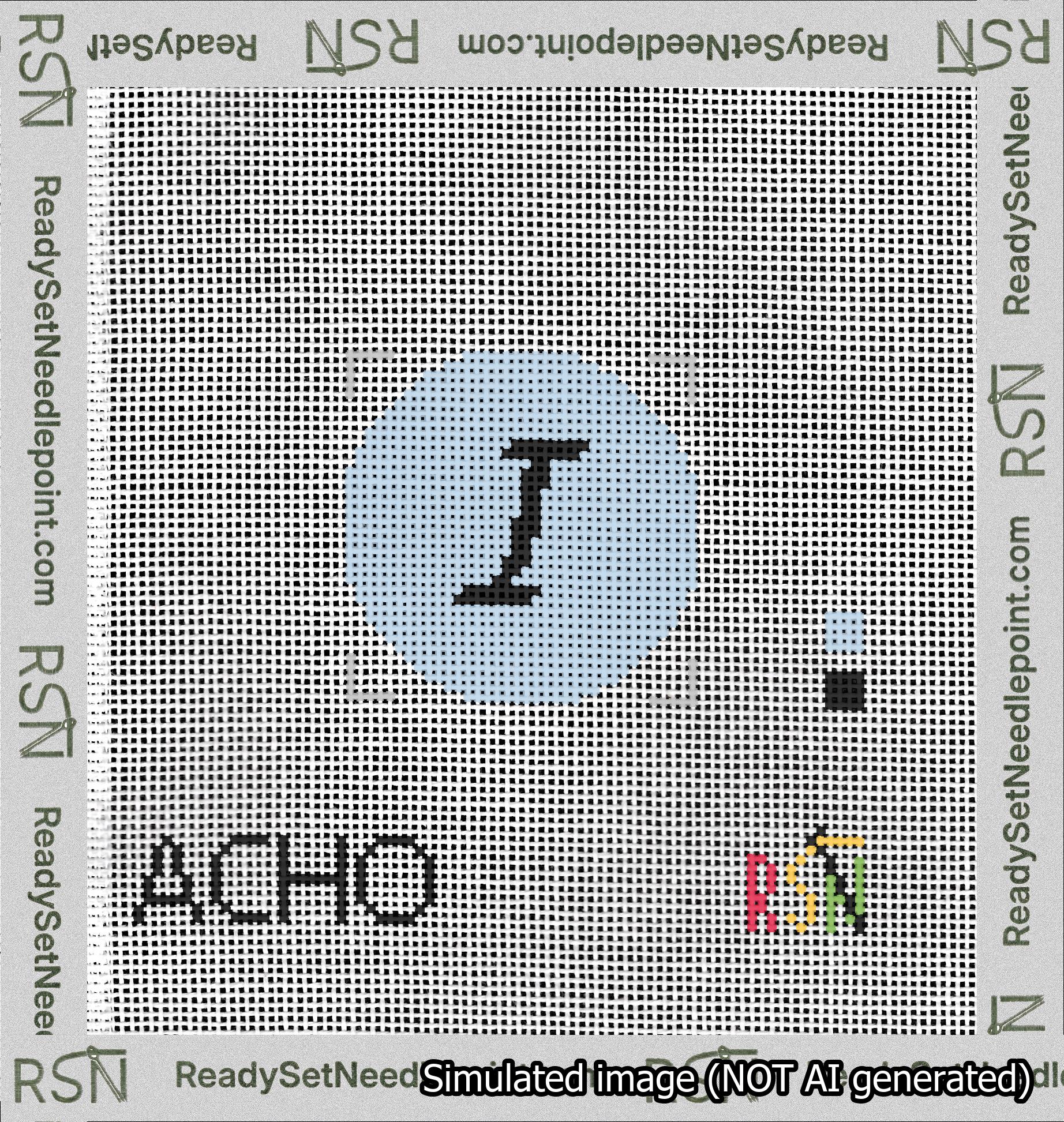 Circle Initial I Needlepoint Canvas Design