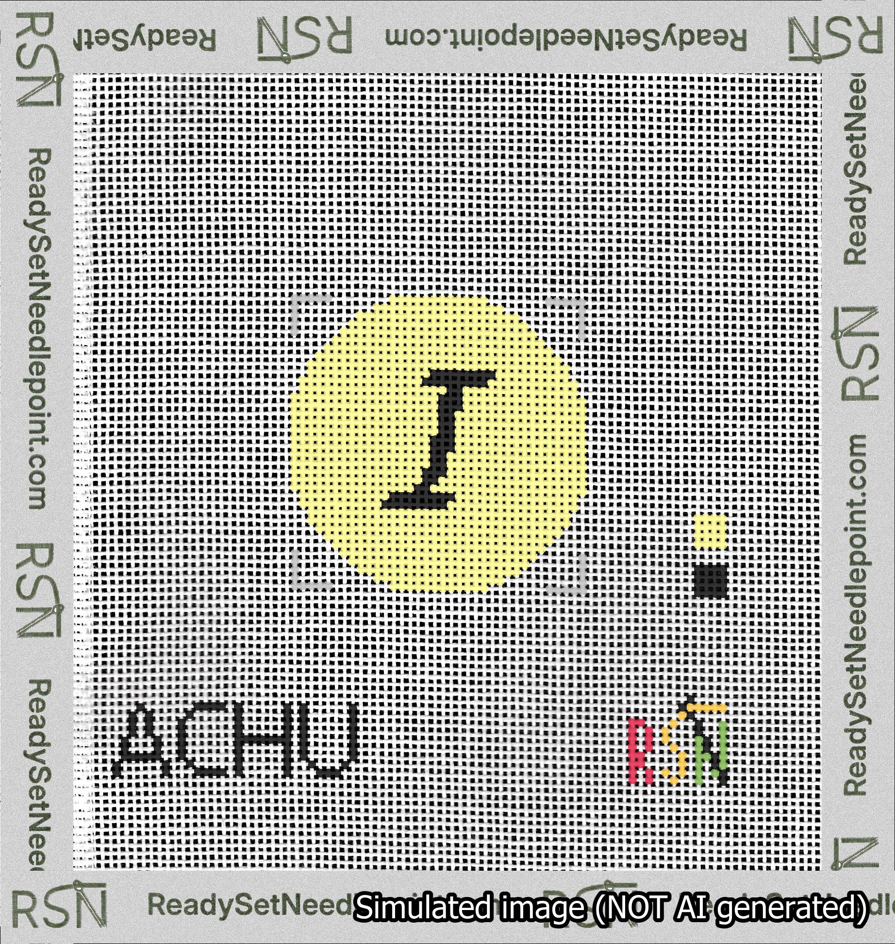 Circle Initial I Needlepoint Canvas Design