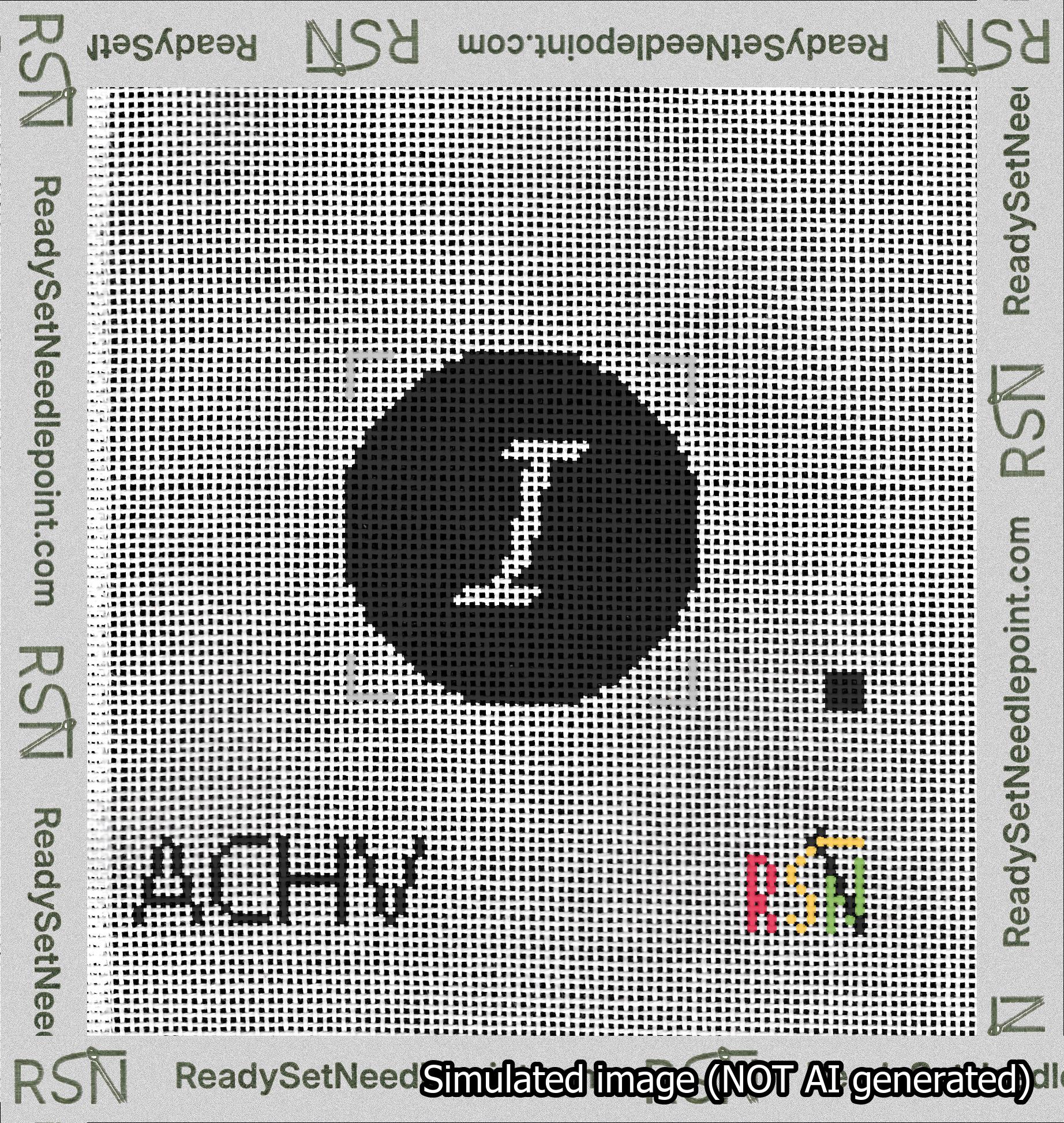 Circle Initial I Needlepoint Canvas Design