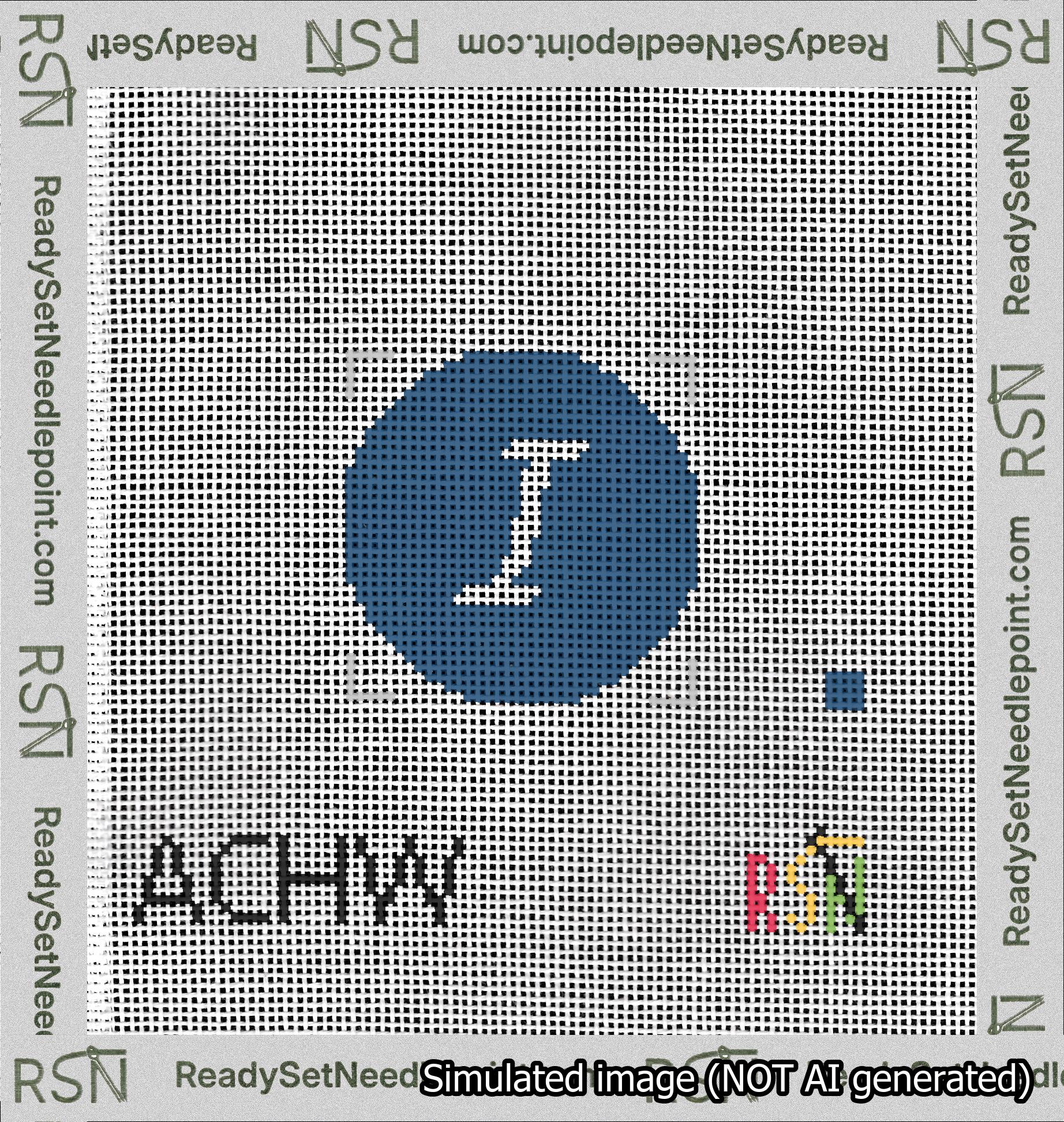 Circle Initial I Needlepoint Canvas Design