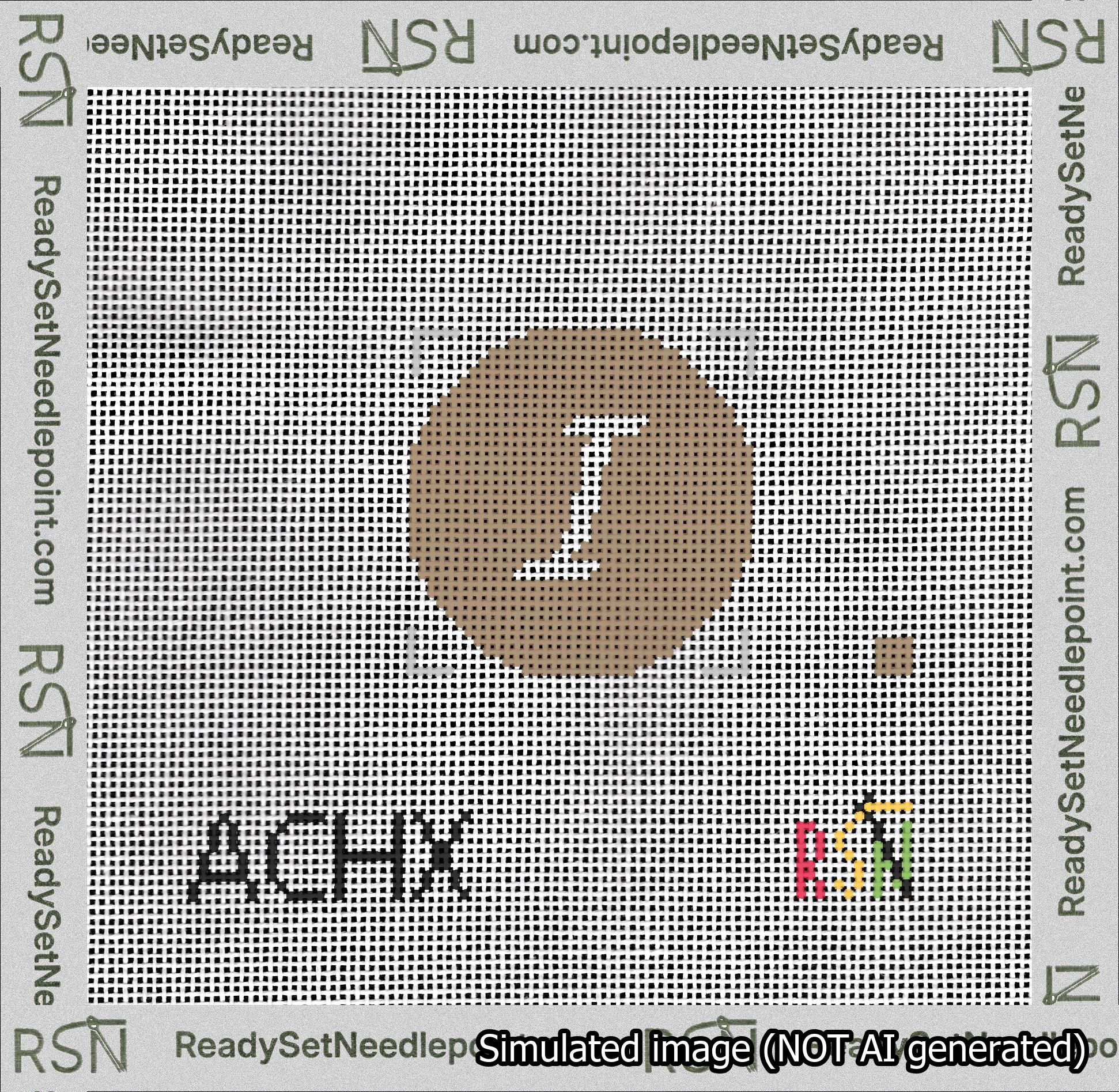 Circle Initial I Needlepoint Canvas Design