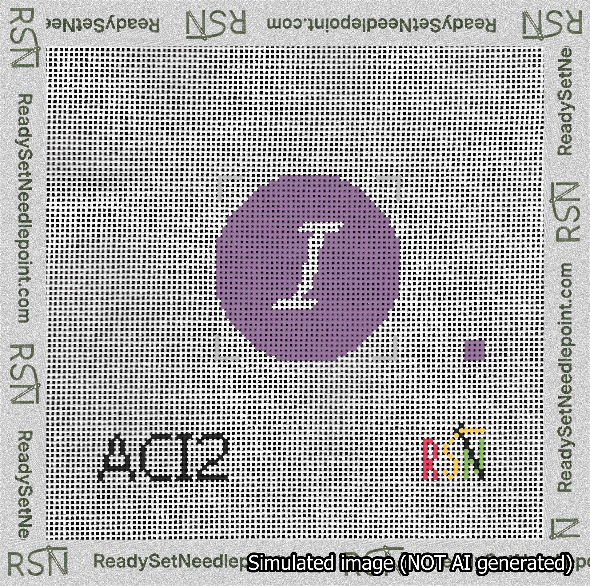 Circle Initial I Needlepoint Canvas Design