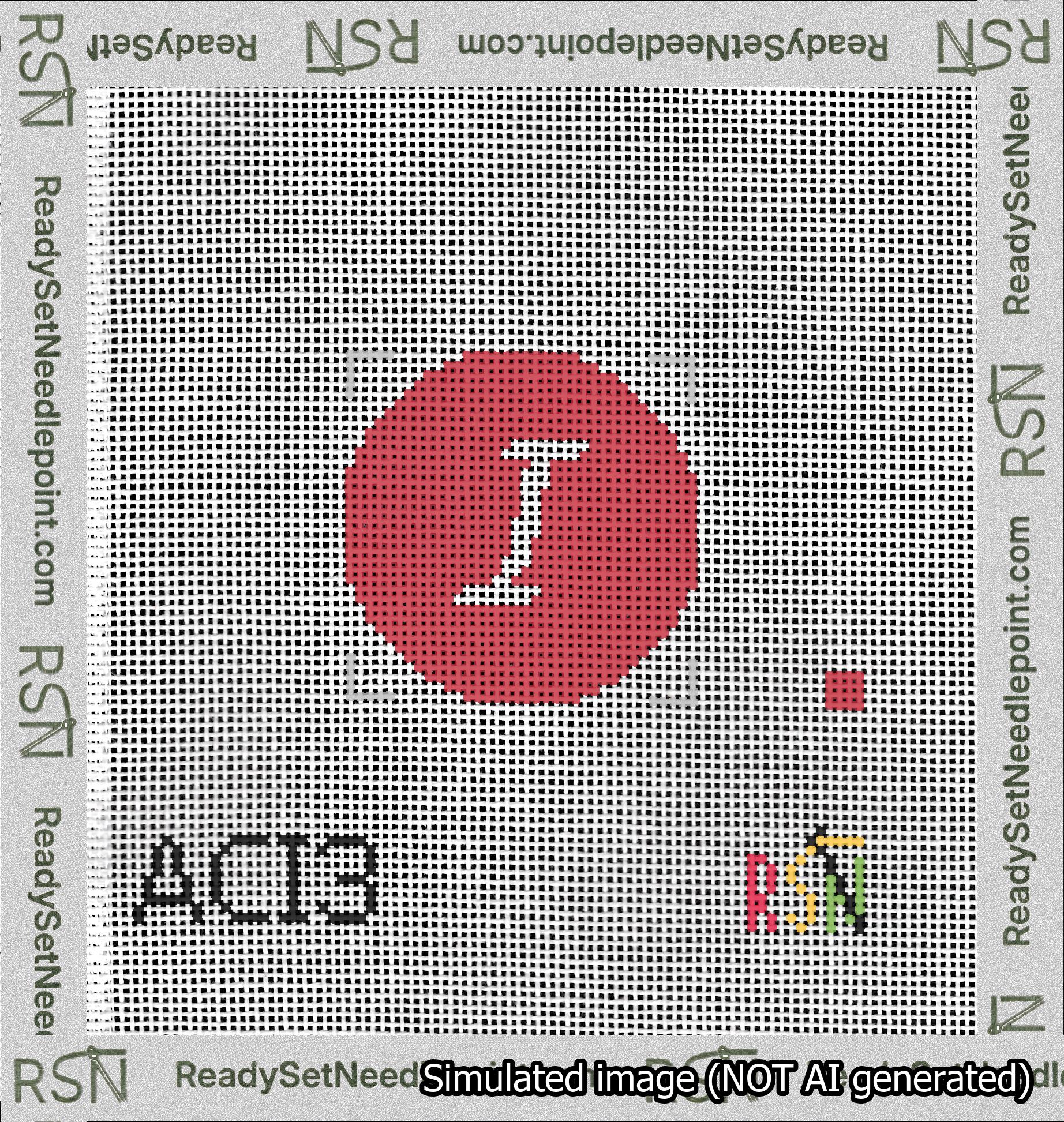 Circle Initial I Needlepoint Canvas Design