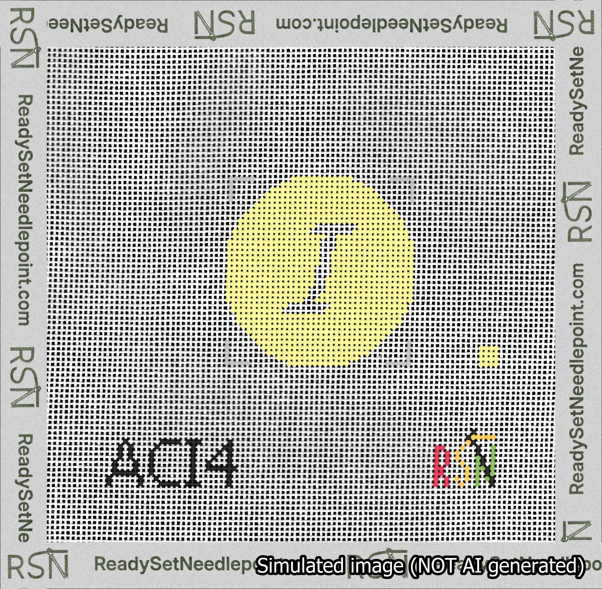 Circle Initial I Needlepoint Canvas Design